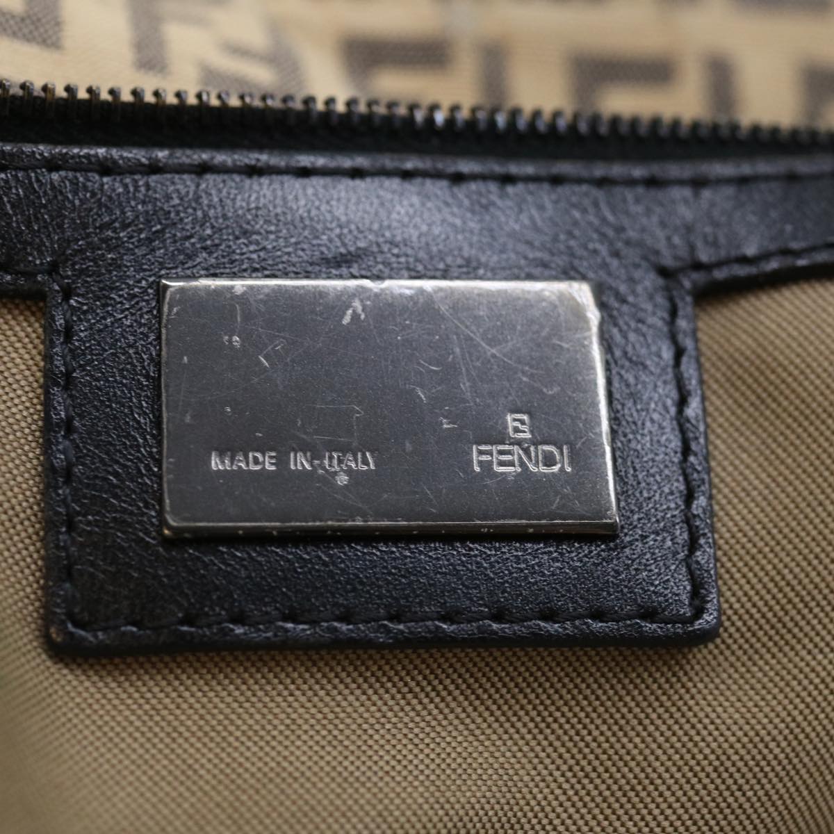 FENDI Zucchino Canvas Mamma Baguette Tote Bag Beige 70168