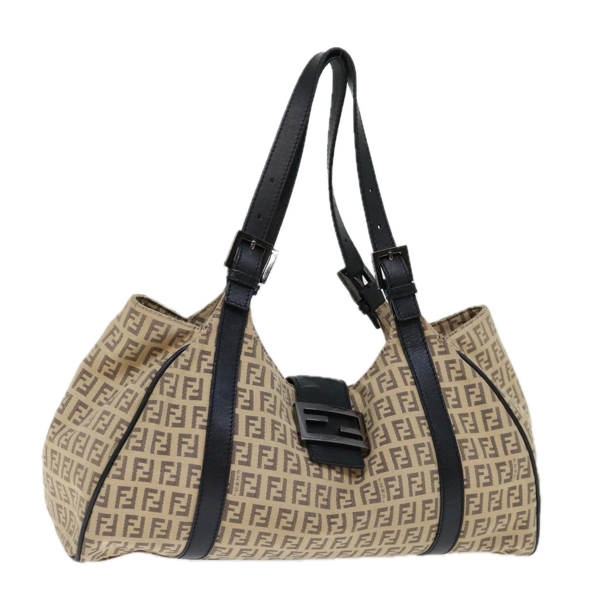 FENDI Zucchino Canvas Mamma Baguette Tote Bag Beige 70168