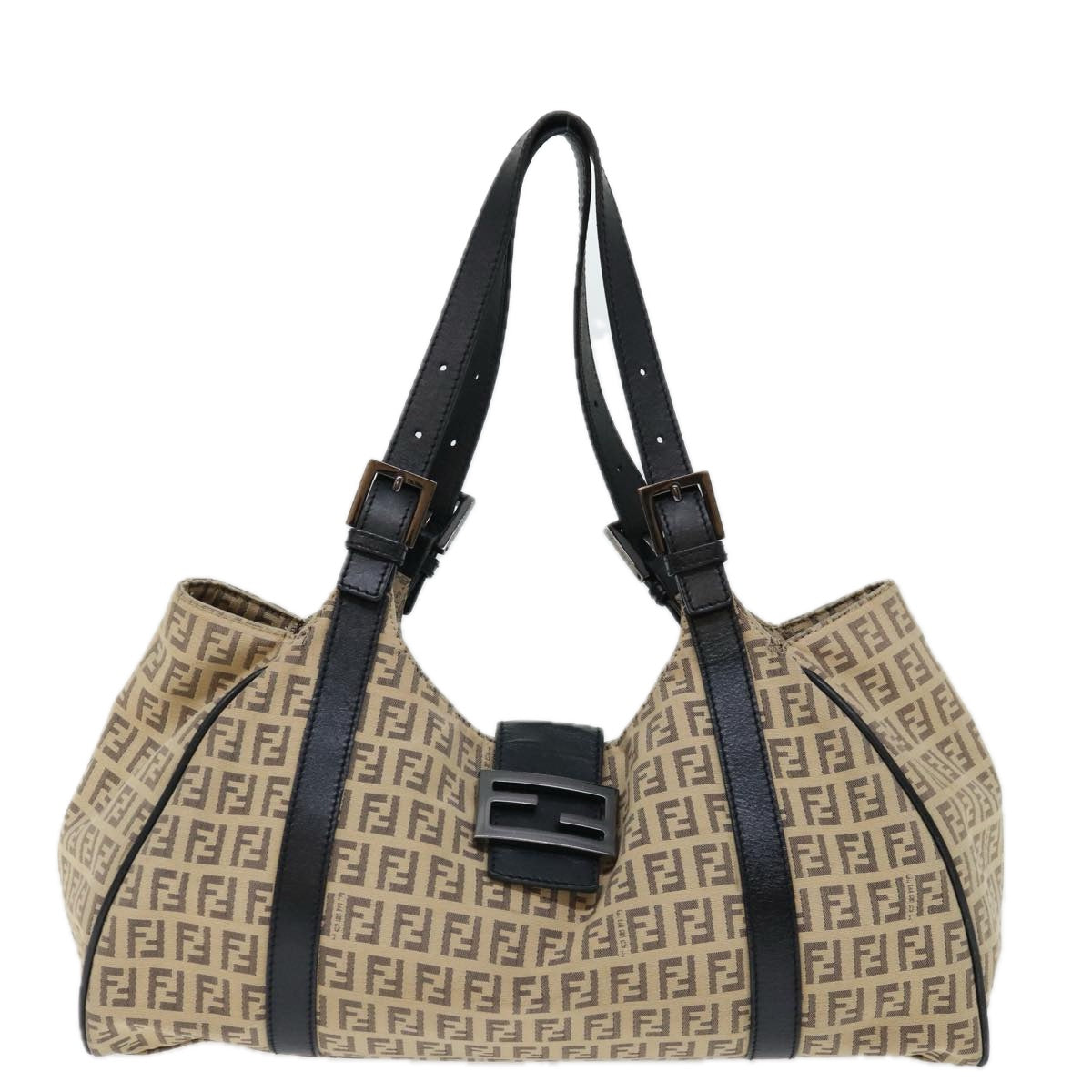 FENDI Zucchino Canvas Mamma Baguette Tote Bag Beige 70168