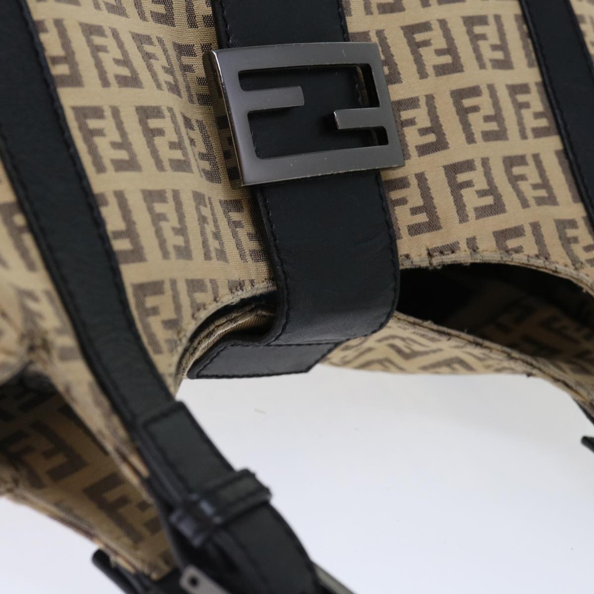 FENDI Zucchino Canvas Mamma Baguette Tote Bag Beige 70168