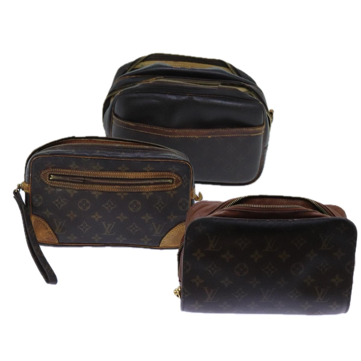 LOUIS VUITTON Monogram Clutch Bag Shoulder Bag 3Set LV 70196