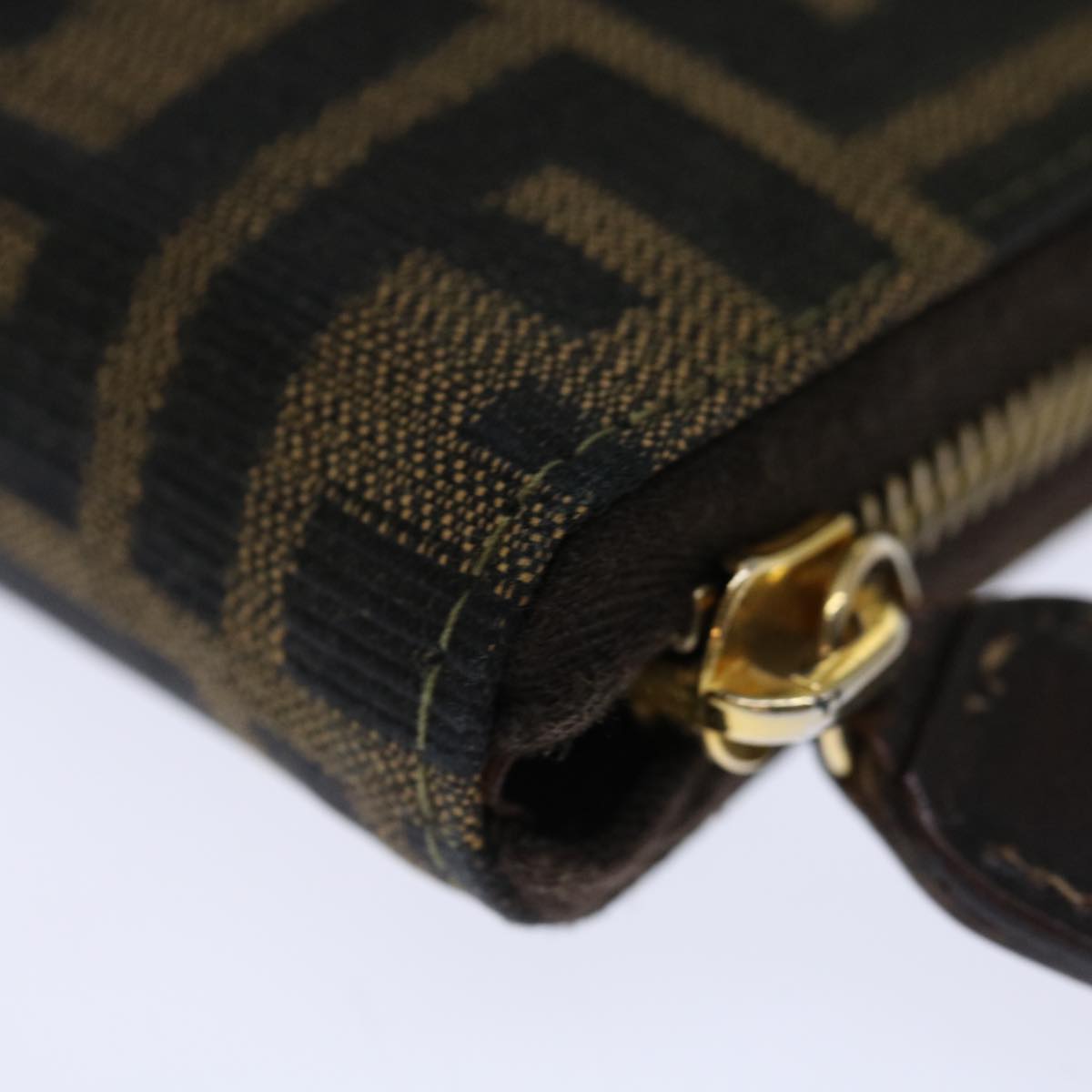 FENDI Zucca Canvas Hand Bag Brown Black 70251