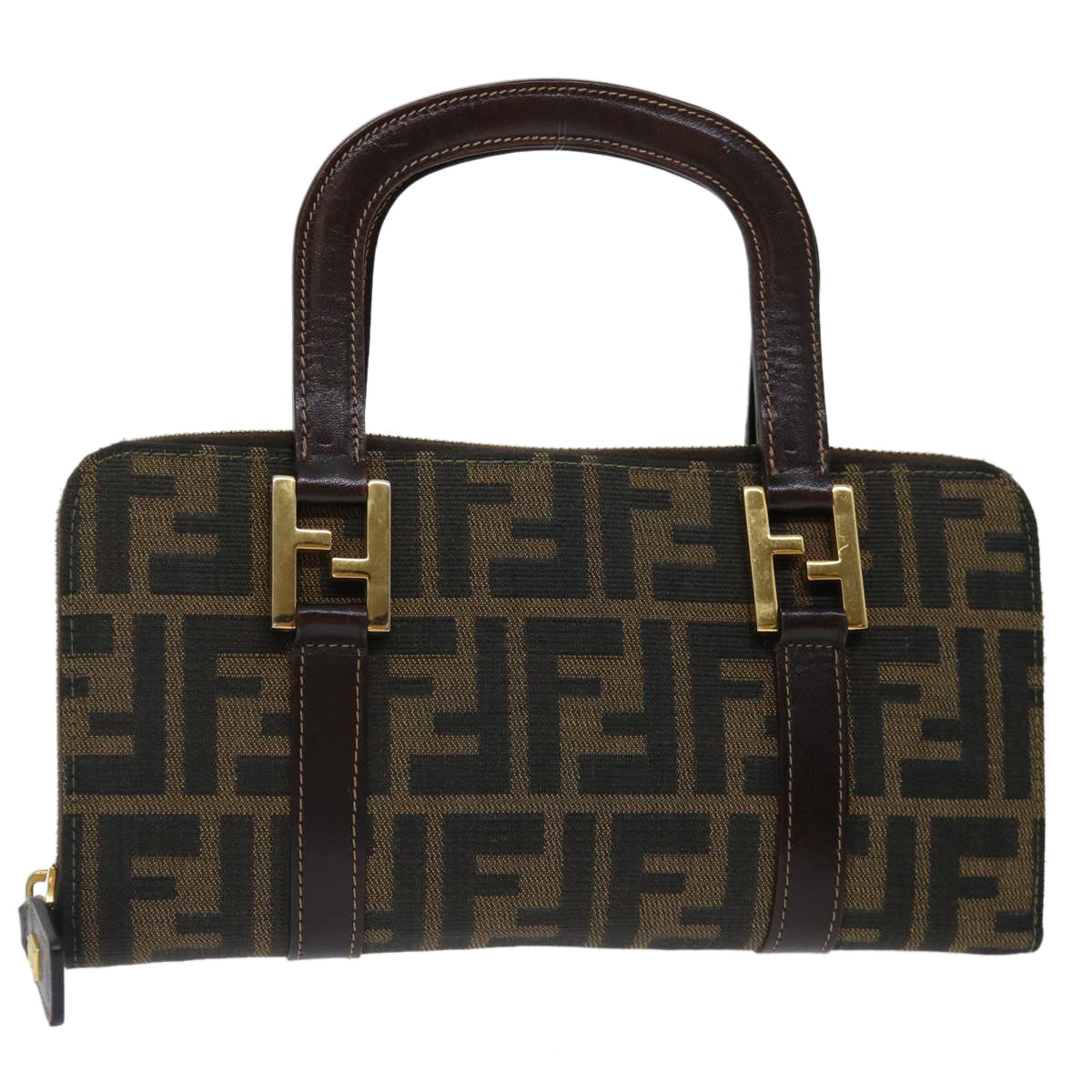 FENDI Zucca Canvas Hand Bag Brown Black 70251