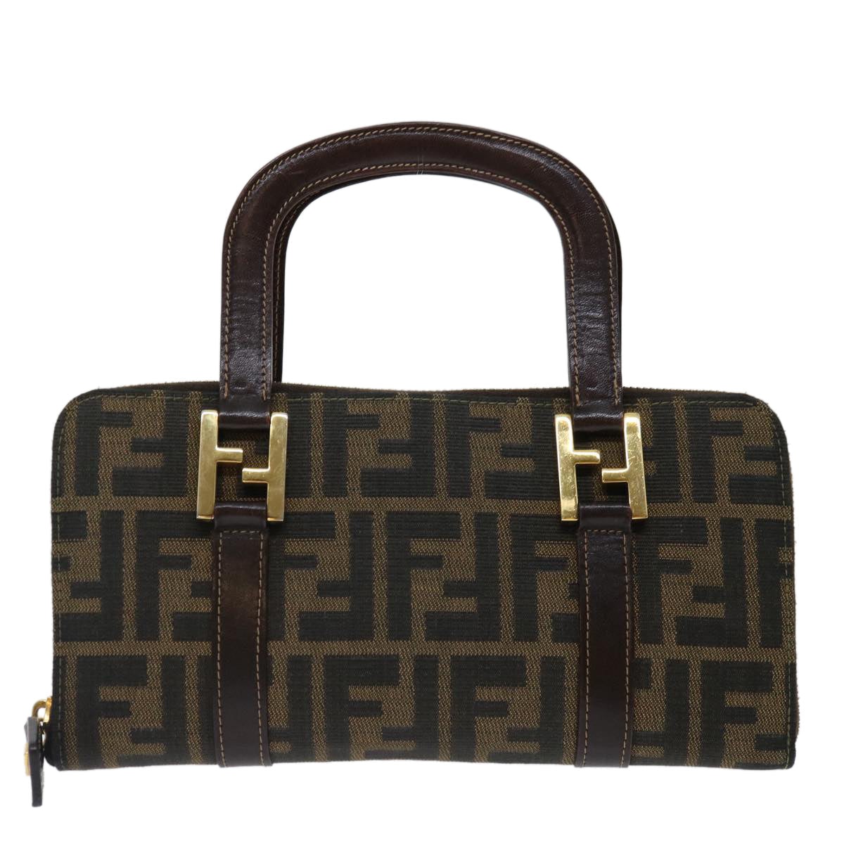 FENDI Zucca Canvas Hand Bag Brown Black 70251