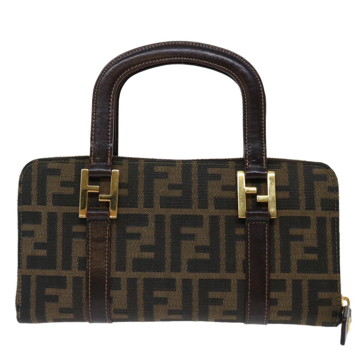 FENDI Zucca Canvas Hand Bag Brown Black 70251