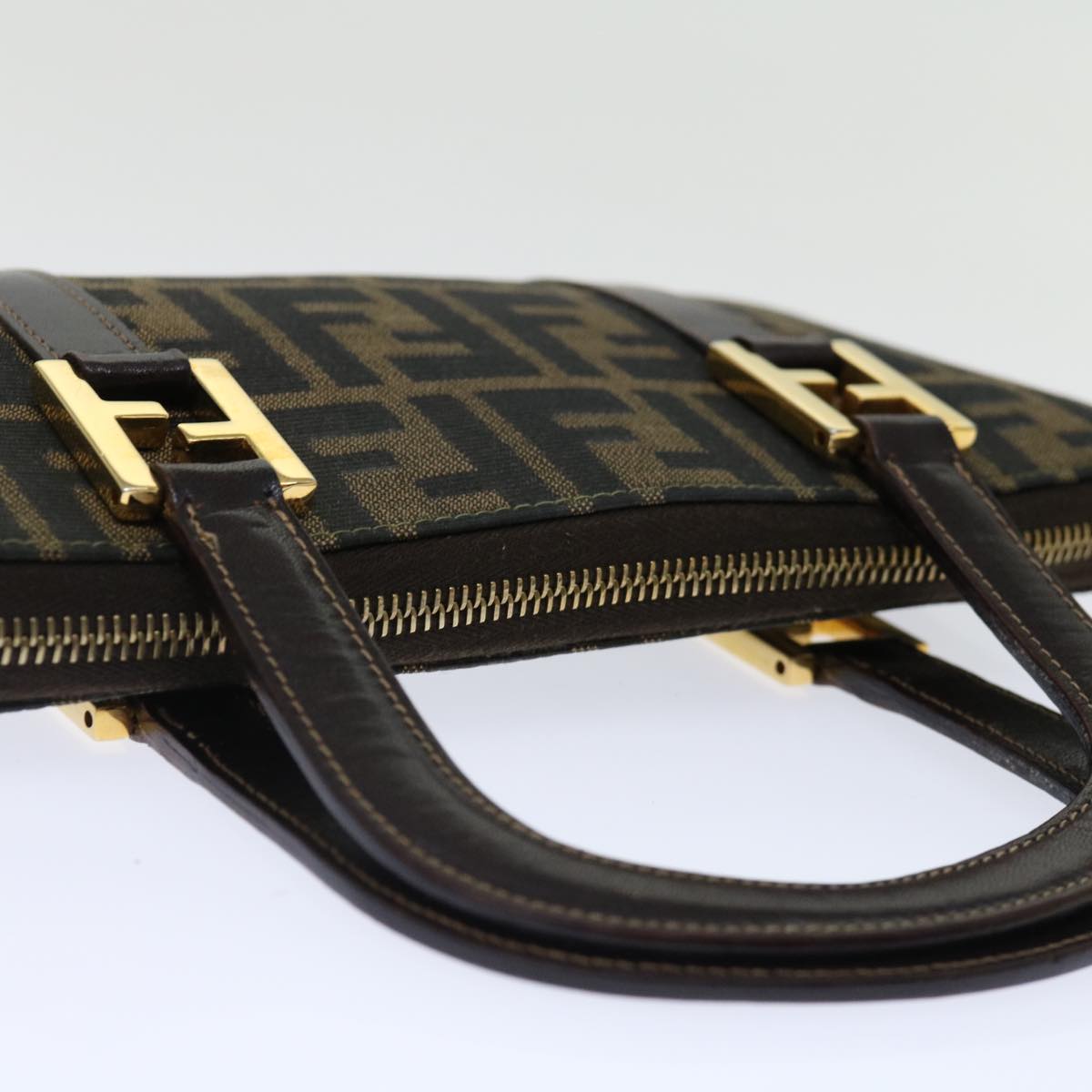 FENDI Zucca Canvas Hand Bag Brown Black 70251