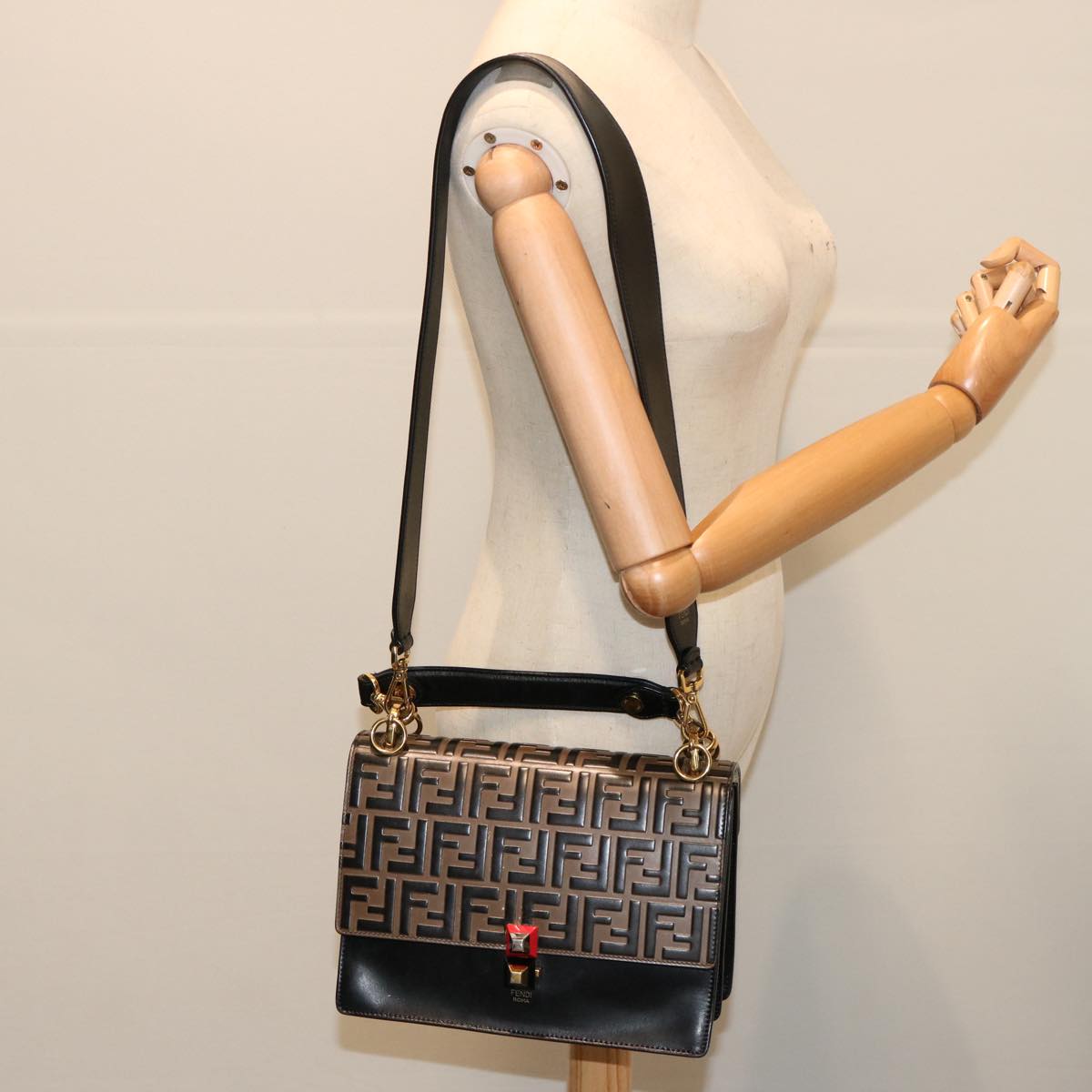 FENDI Zucca Canvas Canai Hand Bag 2way Brown Black 70263