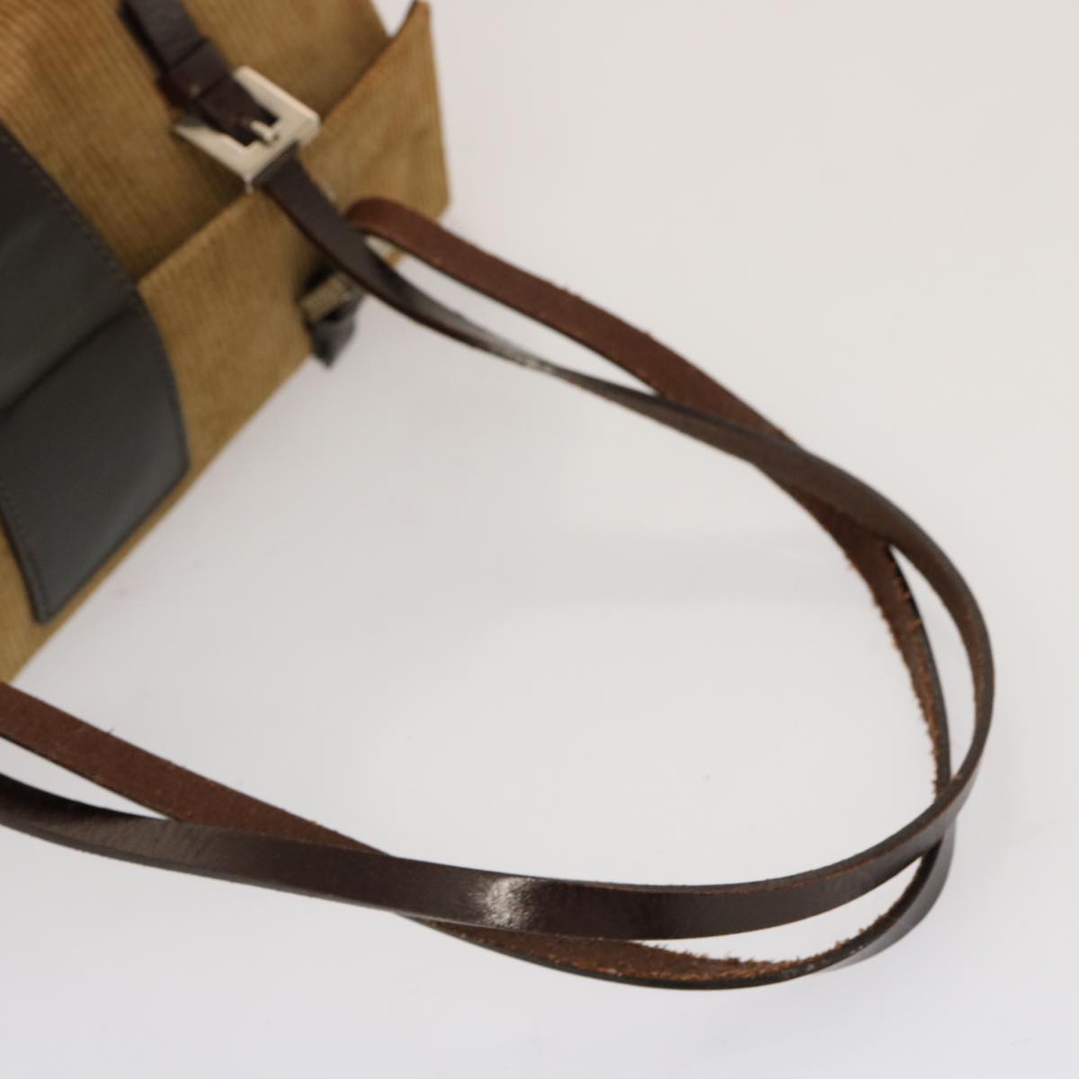 FENDI Mamma Baguette Hand Bag Corduroy Brown 70342
