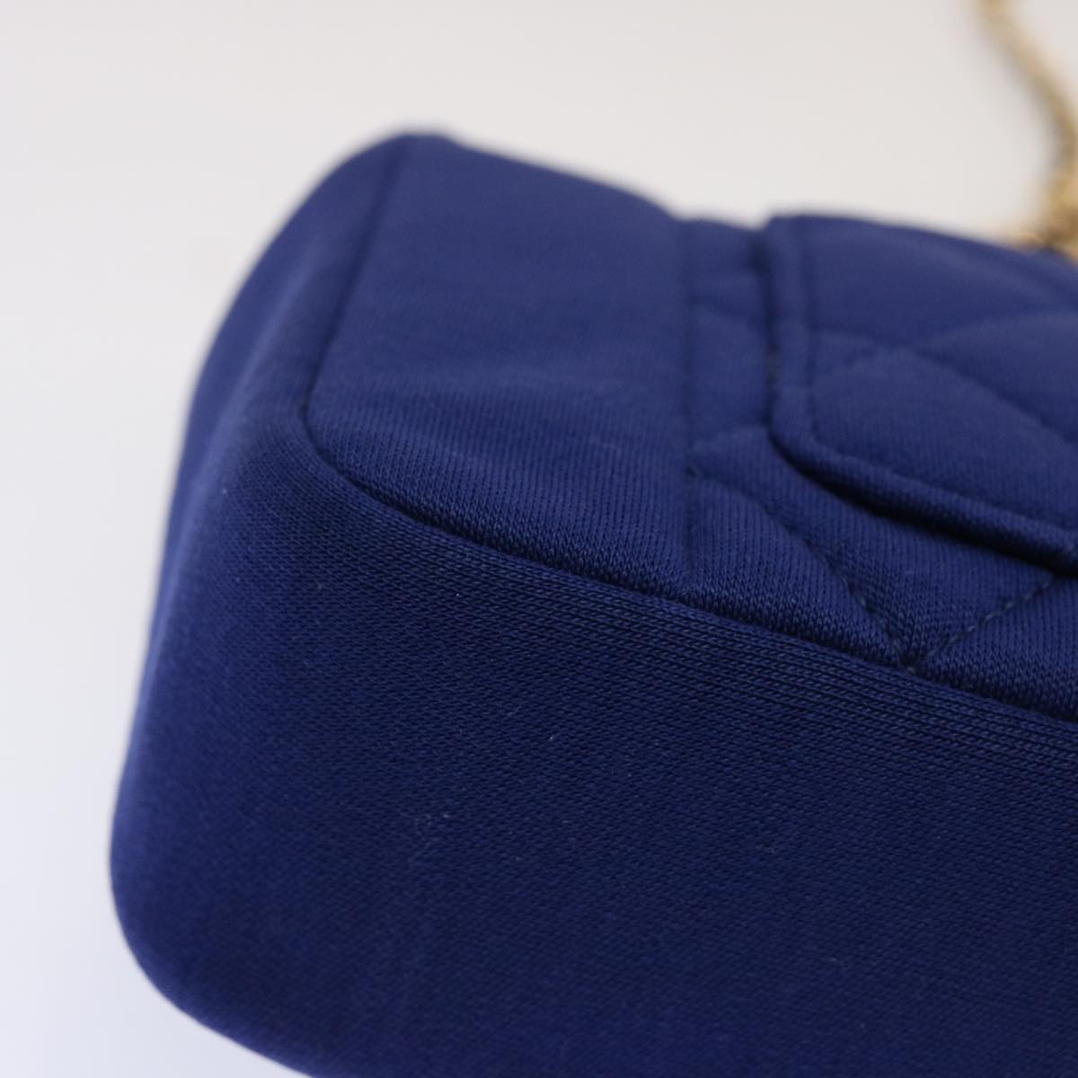 CHANEL Diana Matelasse Chain Shoulder Bag Canvas Blue CC 70391A