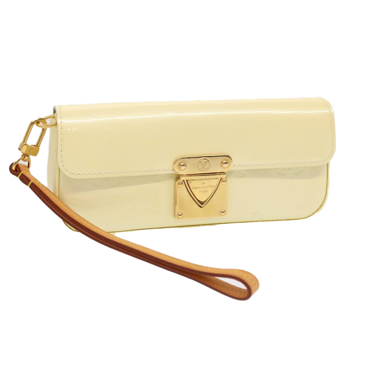 LOUIS VUITTON Vernis Pochette lagoon Glasses Case Perle M91801 LV 70502