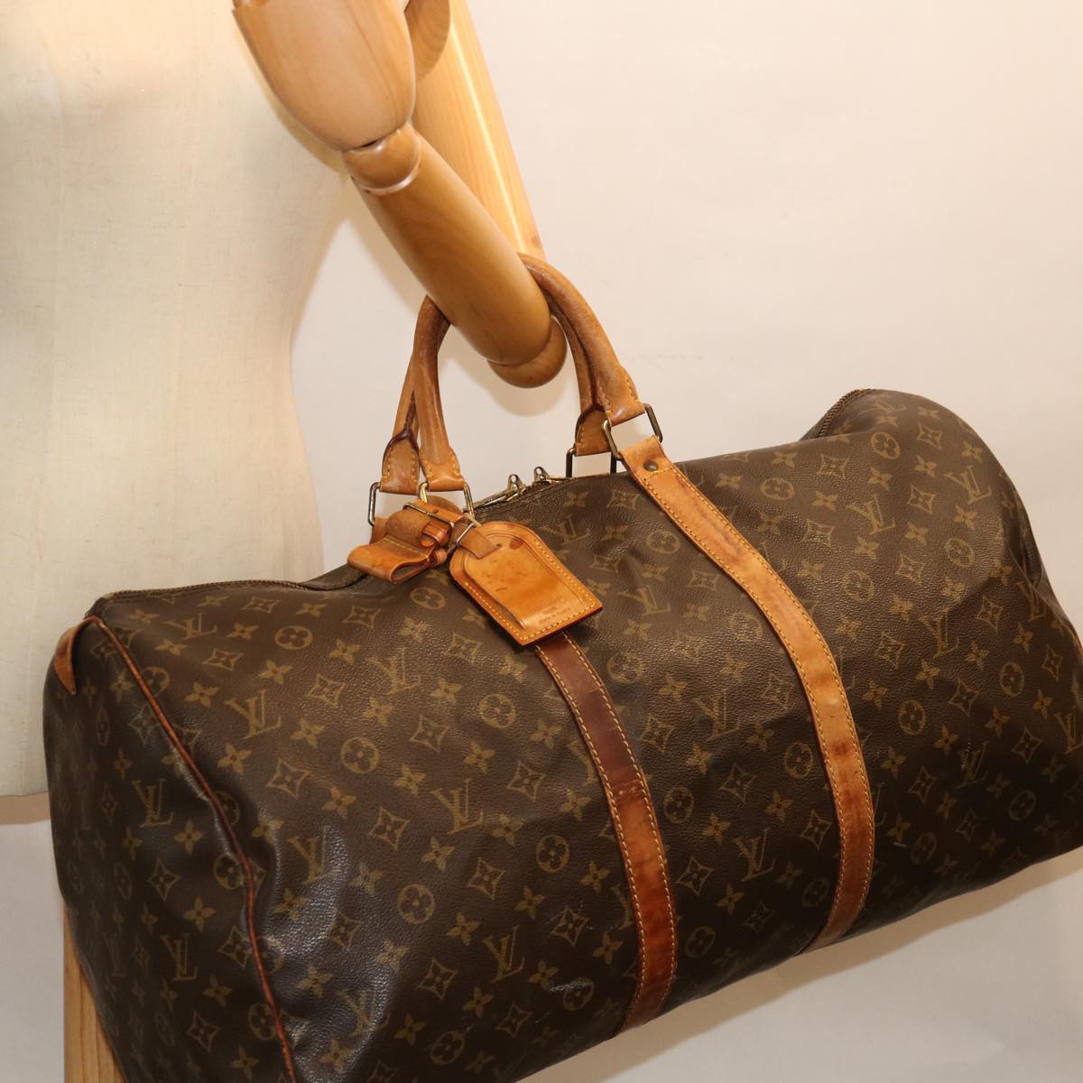 LOUIS VUITTON Monogram Keepall 55 Boston Bag M41424 LV 70568
