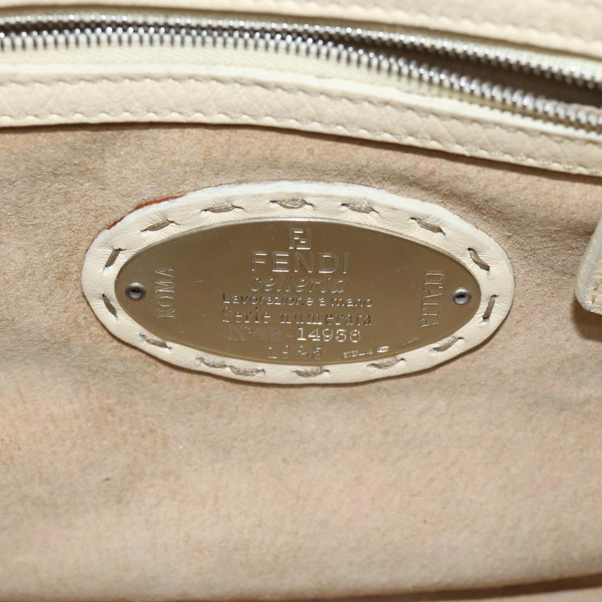 FENDI Hand Bag Canvas Beige 70574