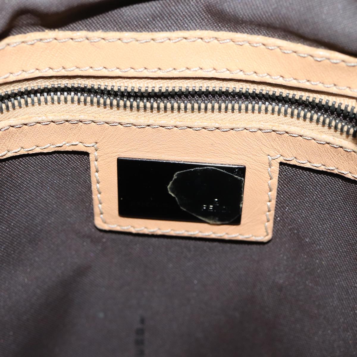 FENDI Zucchino Canvas Hand Bag Canvas Beige Brown 70596