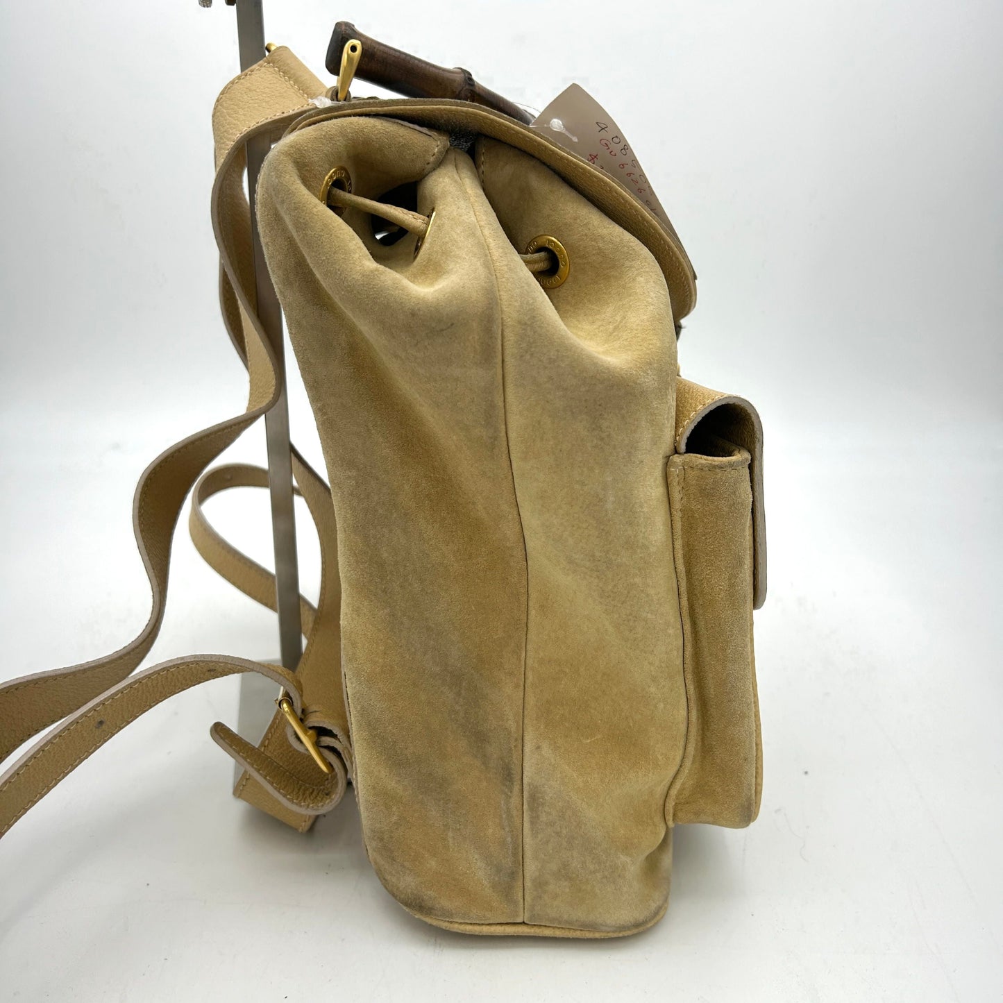 GUCCI Bamboo Shoulder Bag Suede Brown Gold WDgu6626ck
