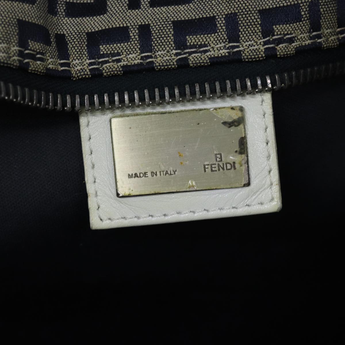 FENDI Zucchino Canvas Tote Bag Canvas Navy 70600