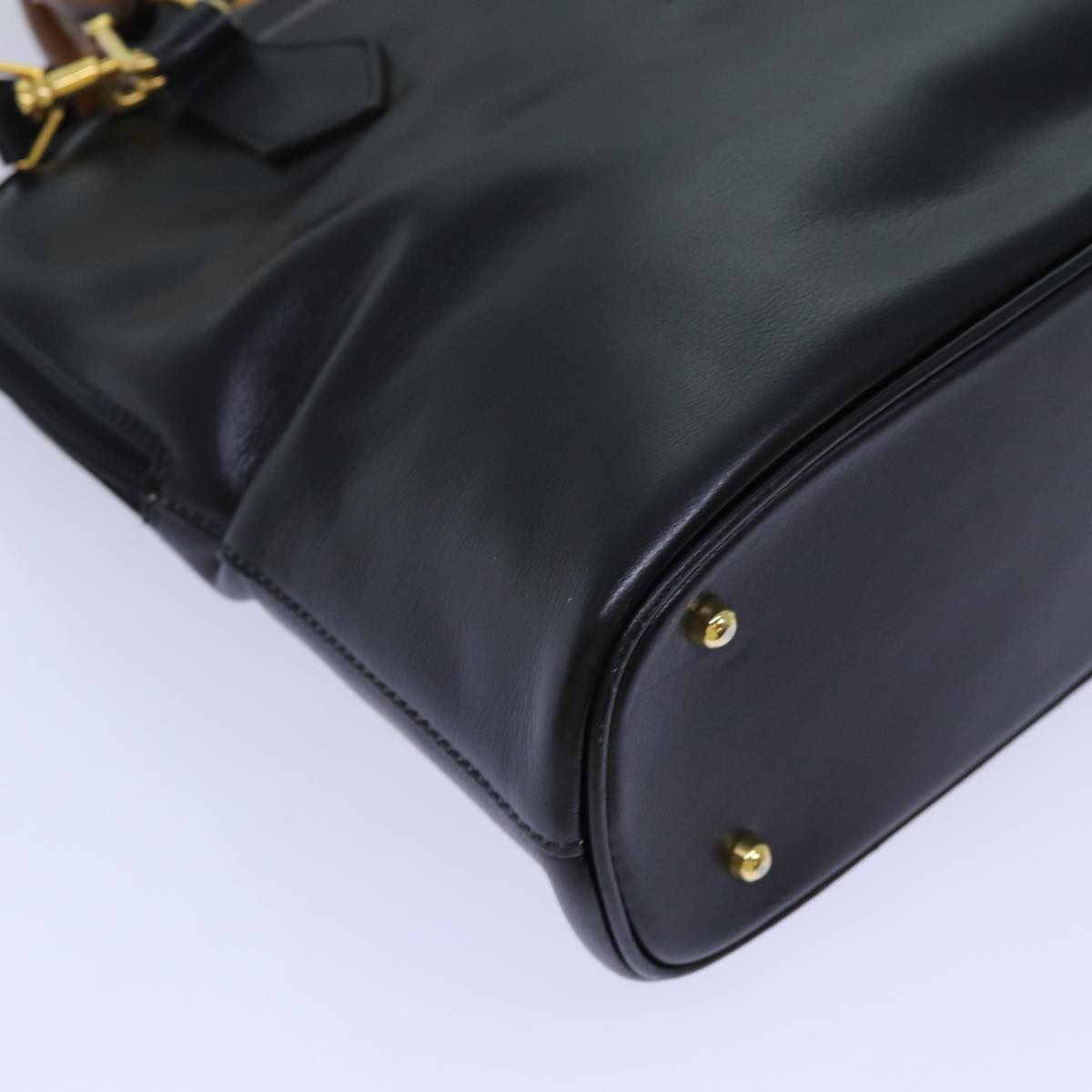 GUCCI Bamboo Hand Bag Leather 2way Black 70622