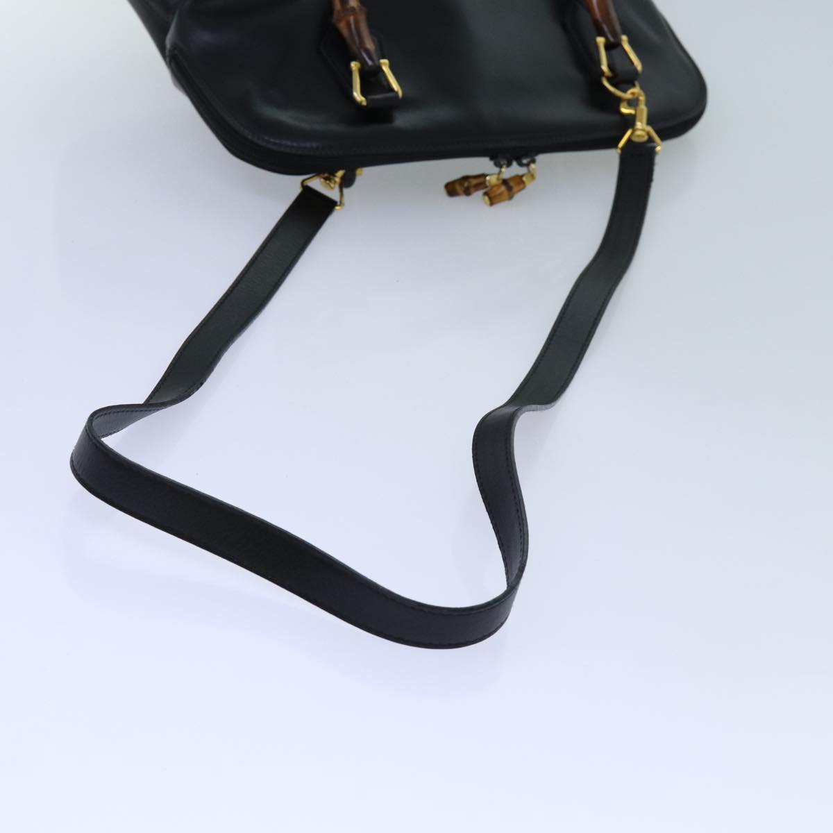 GUCCI Bamboo Hand Bag Leather 2way Black 70622