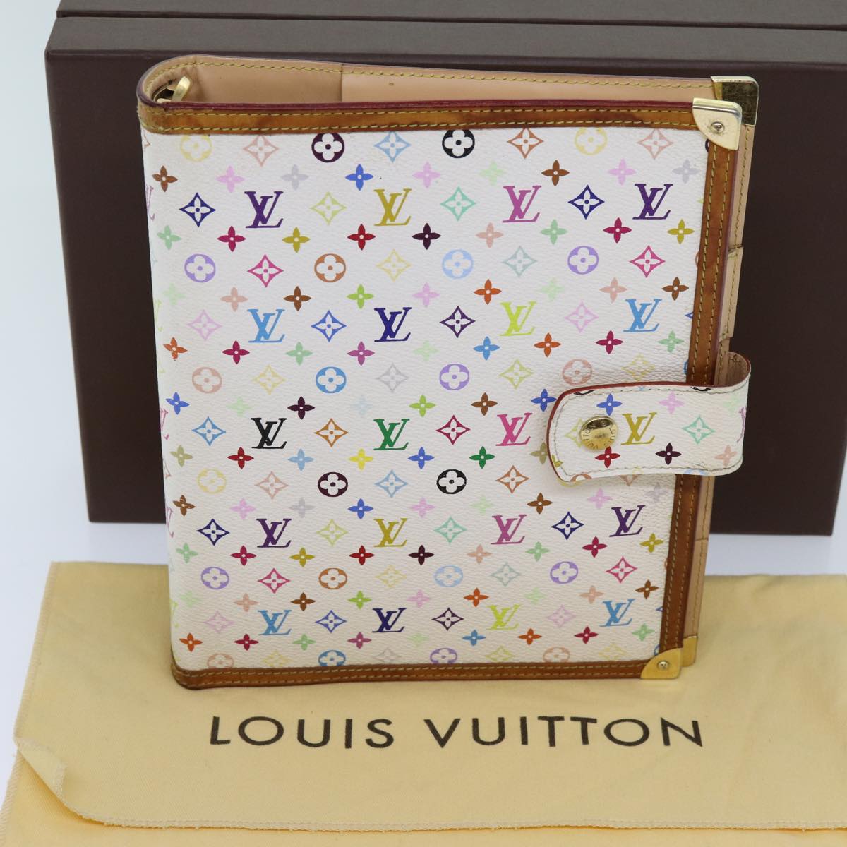 LOUIS VUITTON Multicolor Agenda GM Day Planner Cover White R20894 LV 70701A