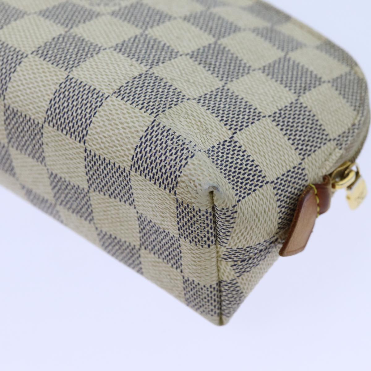 LOUIS VUITTON Damier Azur Pochette Cosmetic PM Pouch N60024 LV 70722