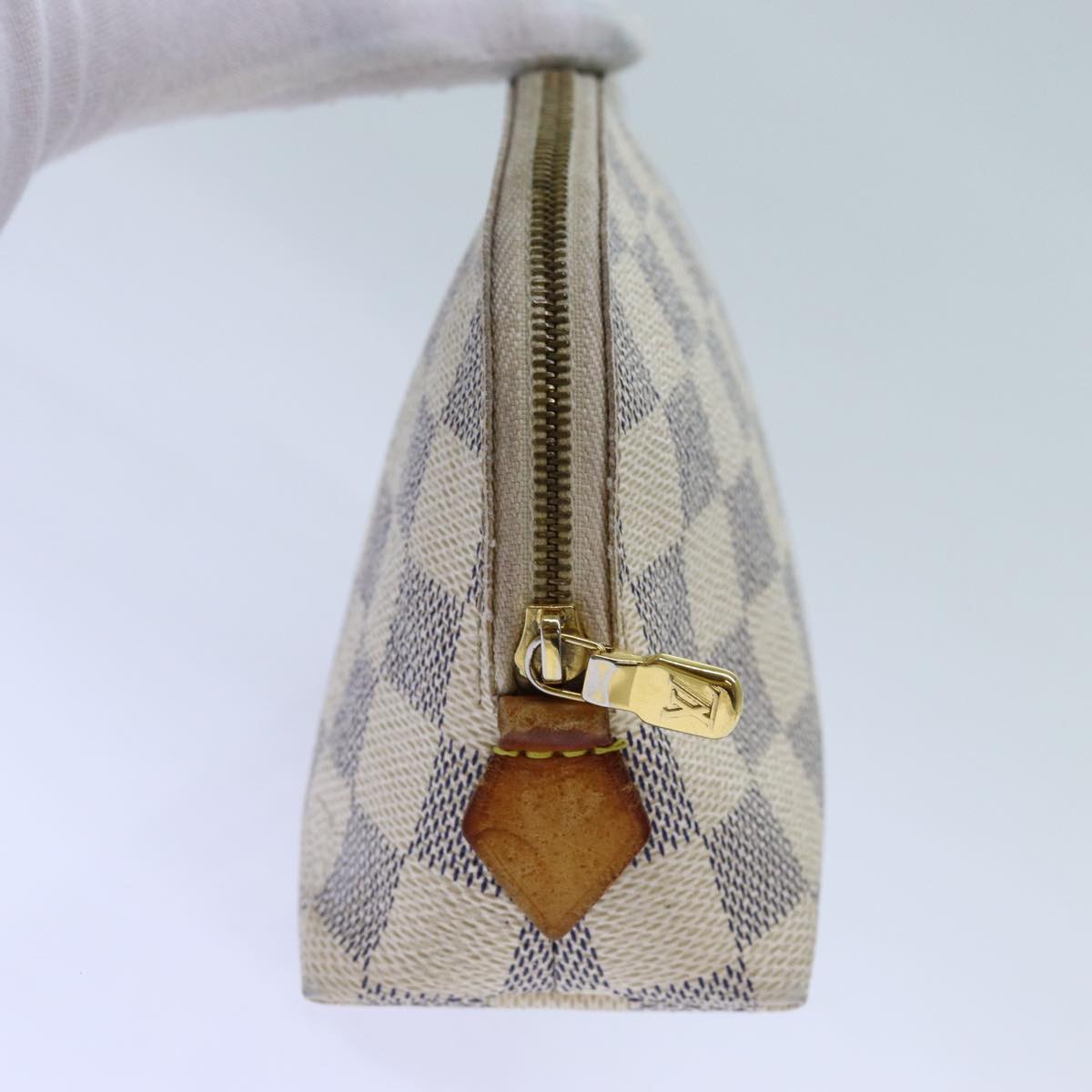 LOUIS VUITTON Damier Azur Pochette Cosmetic PM Pouch N60024 LV 70722