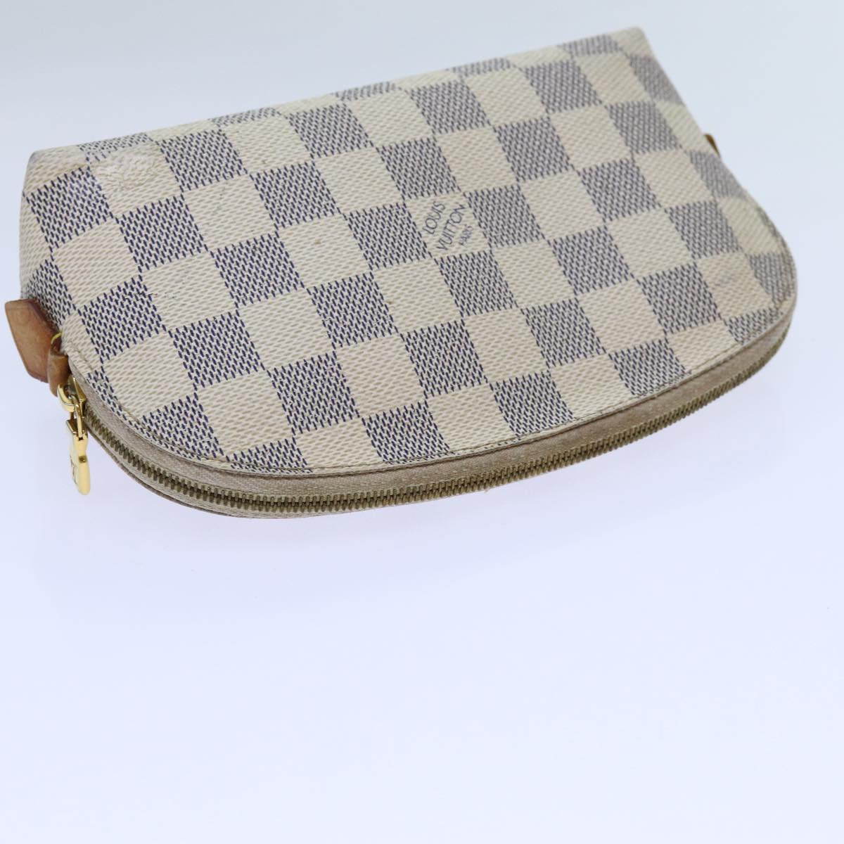 LOUIS VUITTON Damier Azur Pochette Cosmetic PM Pouch N60024 LV 70722