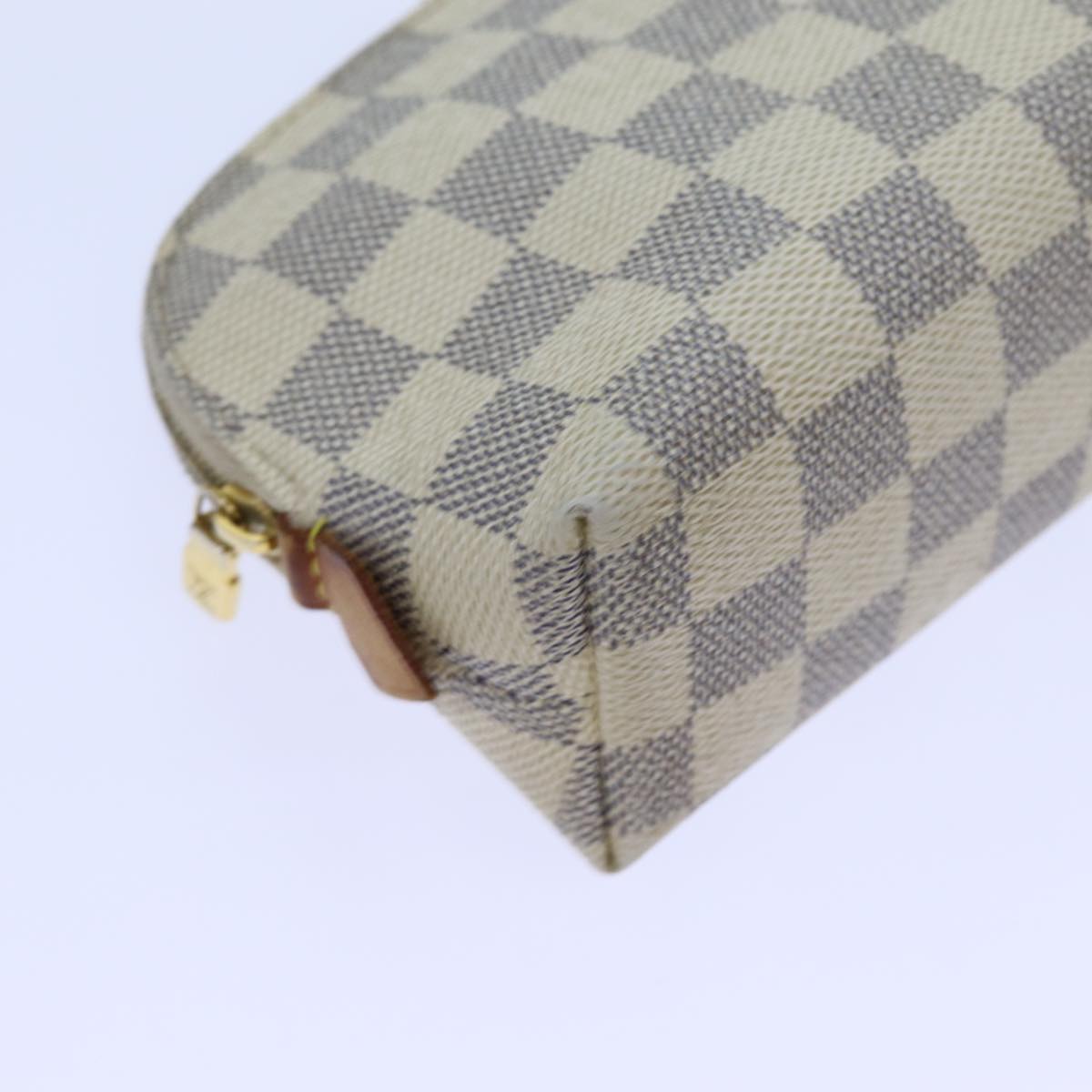 LOUIS VUITTON Damier Azur Pochette Cosmetic PM Pouch N60024 LV 70722