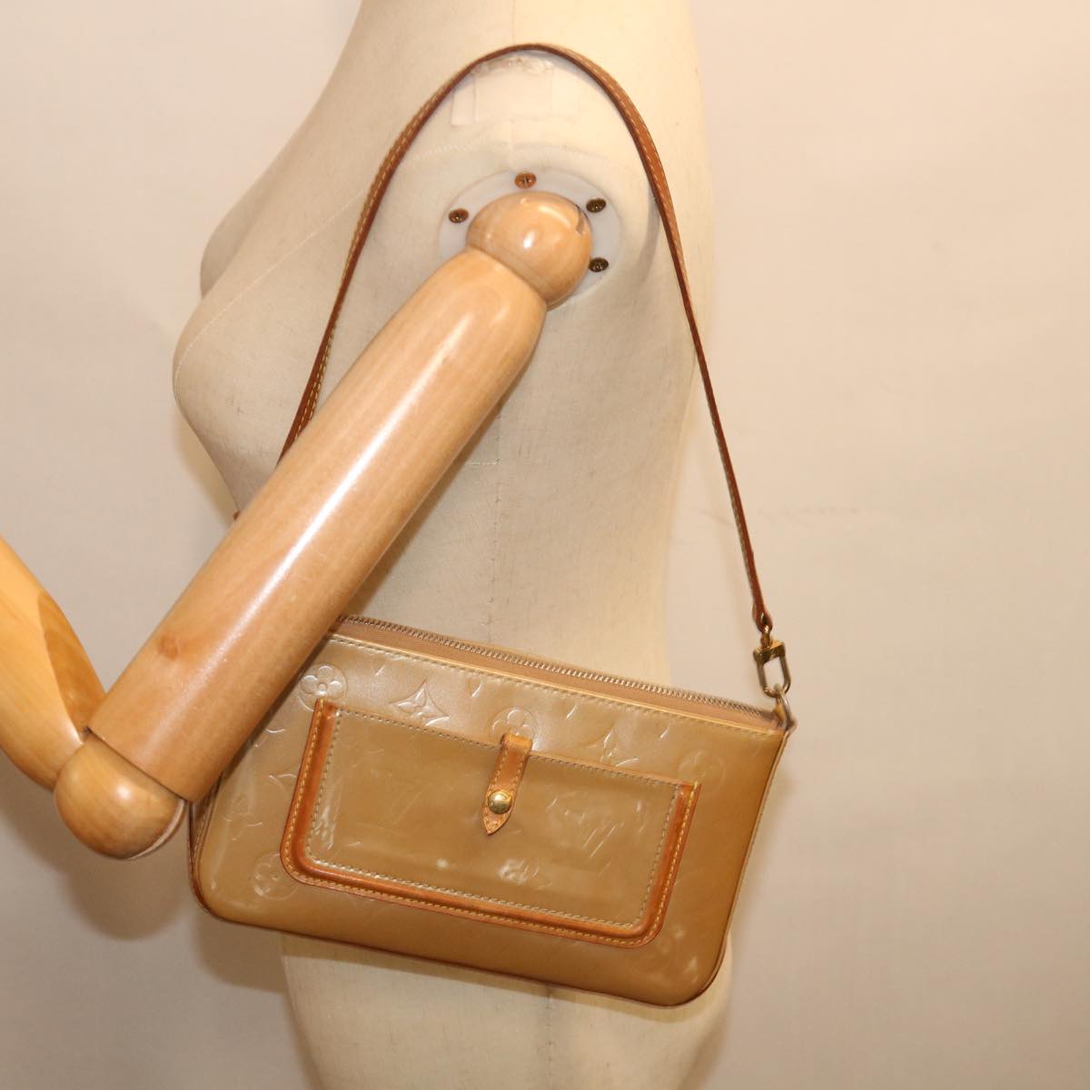 LOUIS VUITTON Monogram Vernis Mallory Square Pouch Noisette M91197 70746