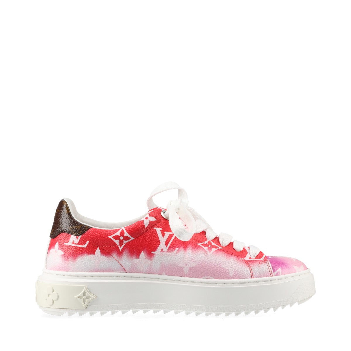 Louis Vuitton Time Outline 19 Years PVC  Leather Trainers 35  Red Ã— White CL1119 Monogram