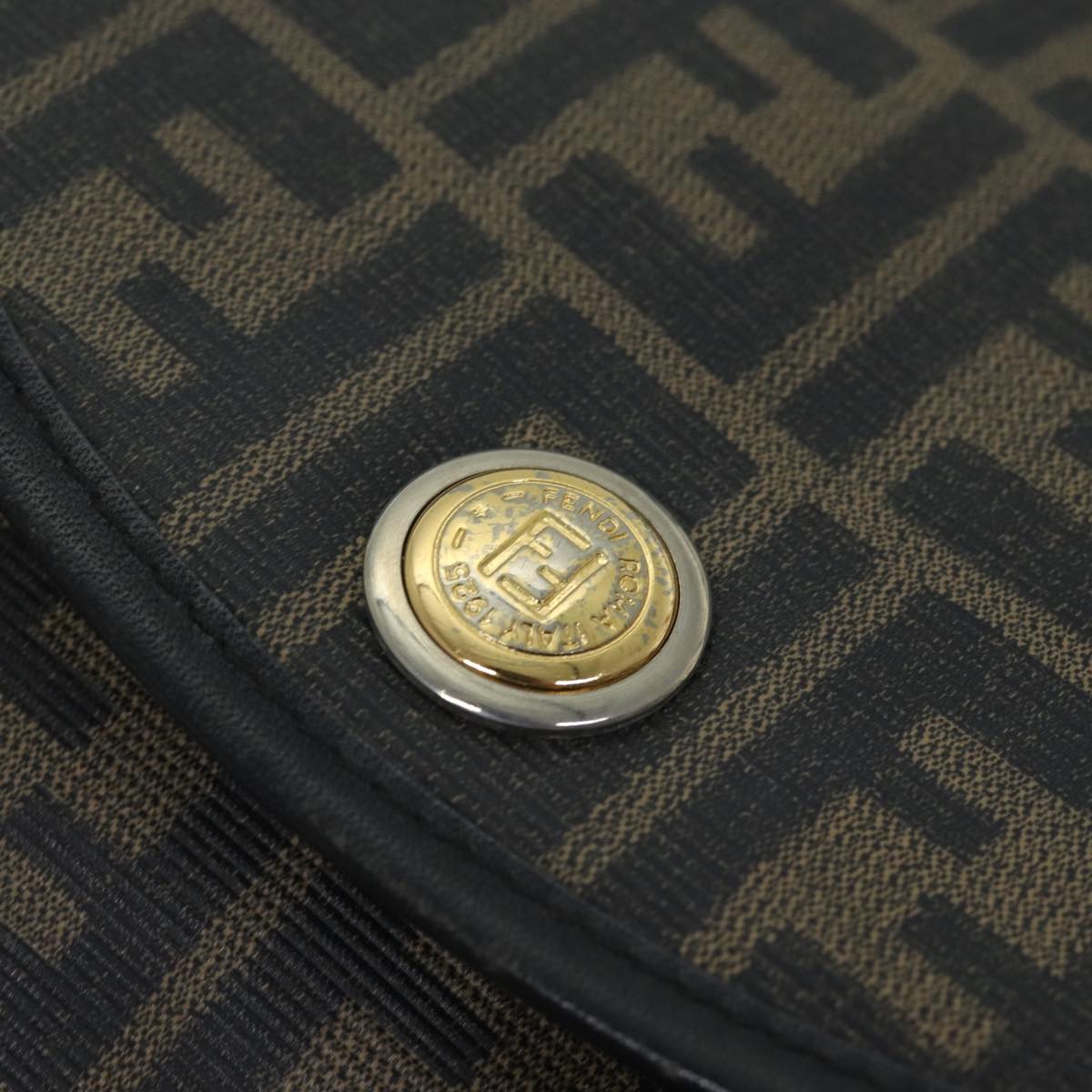 FENDI Zucca Canvas Mamma Baguette Shoulder Bag Black Brown 70814