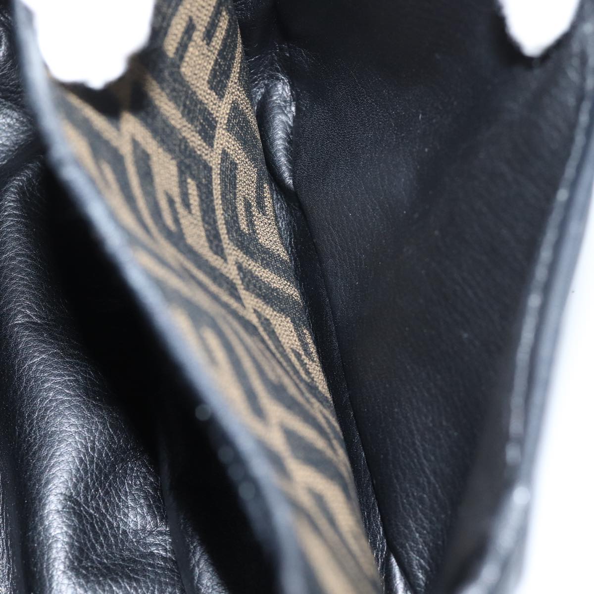 FENDI Zucca Canvas Mamma Baguette Shoulder Bag Black Brown 70814