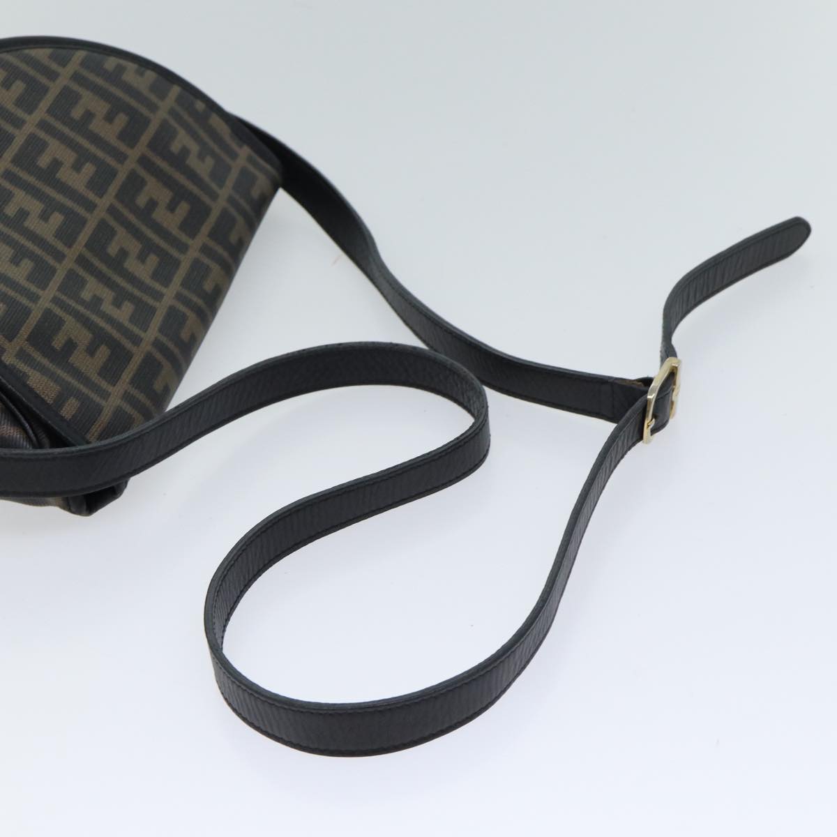 FENDI Zucca Canvas Mamma Baguette Shoulder Bag Black Brown 70814