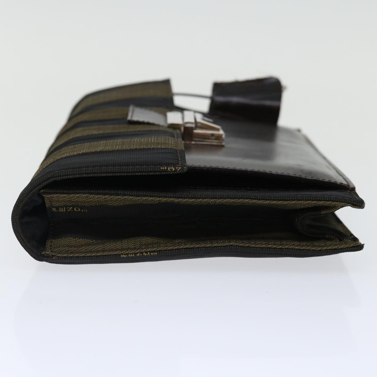 FENDI Pecan Canvas Clutch Bag Black 70820