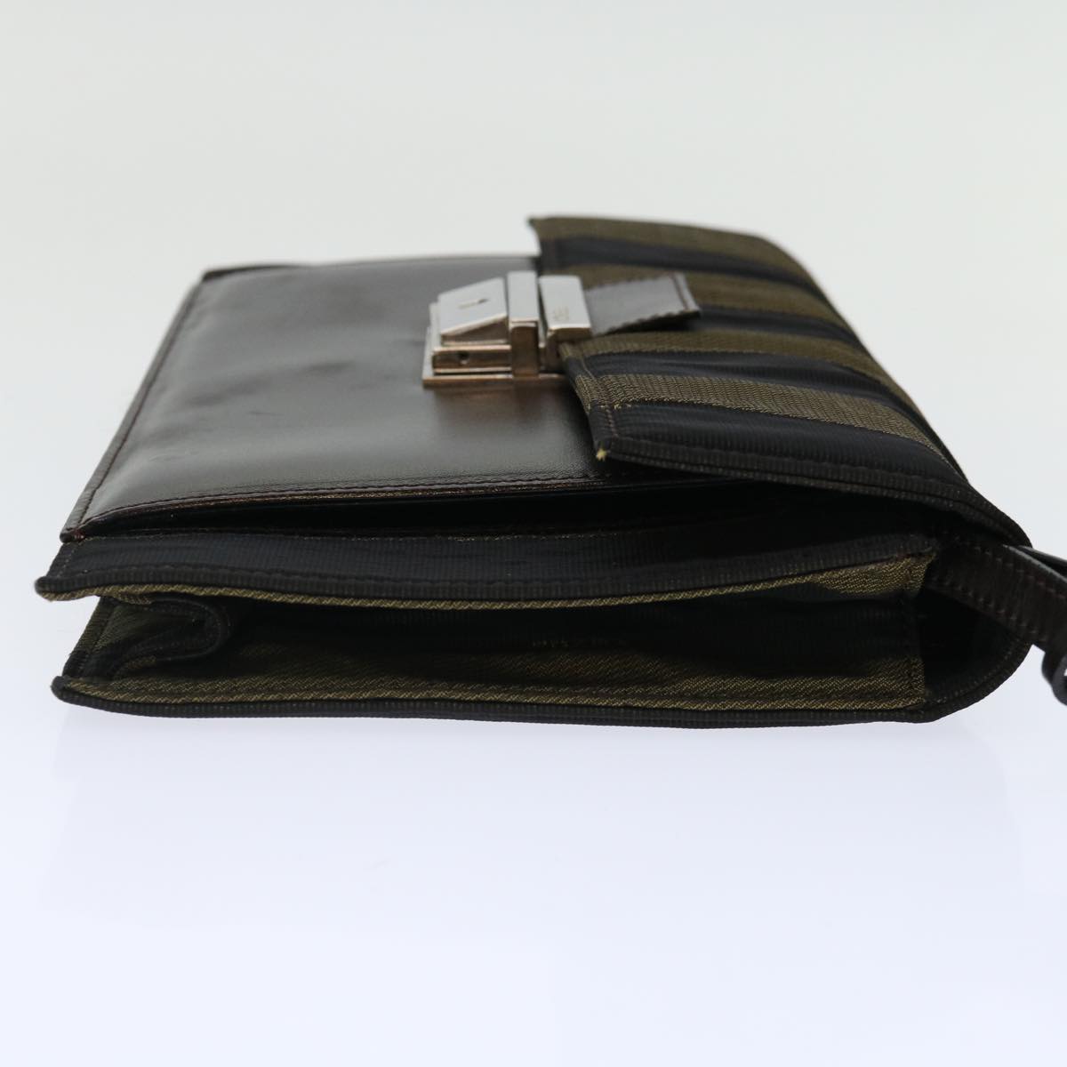 FENDI Pecan Canvas Clutch Bag Black 70820