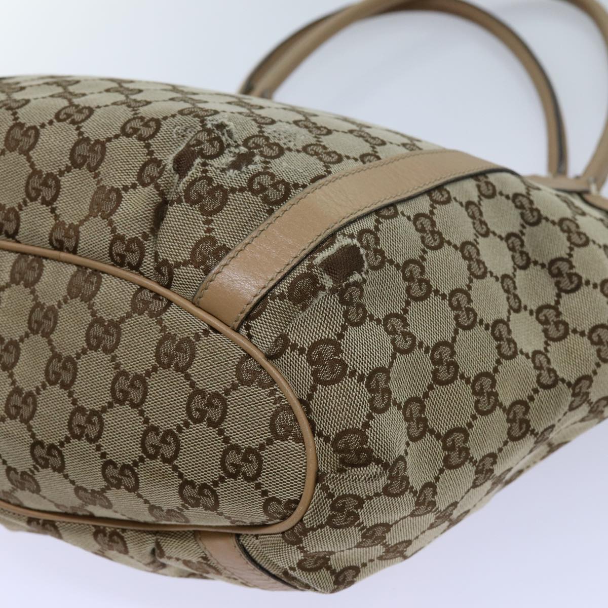 GUCCI GG Canvas Shoulder Bag Beige 211982 70870