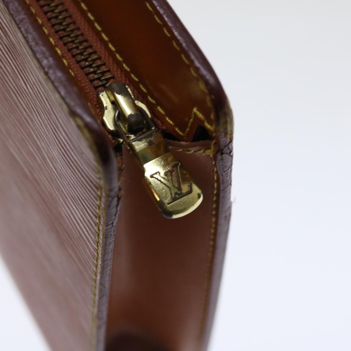 LOUIS VUITTON Epi Pochette Homme Clutch Bag Brown Zipang gold M52528 70921