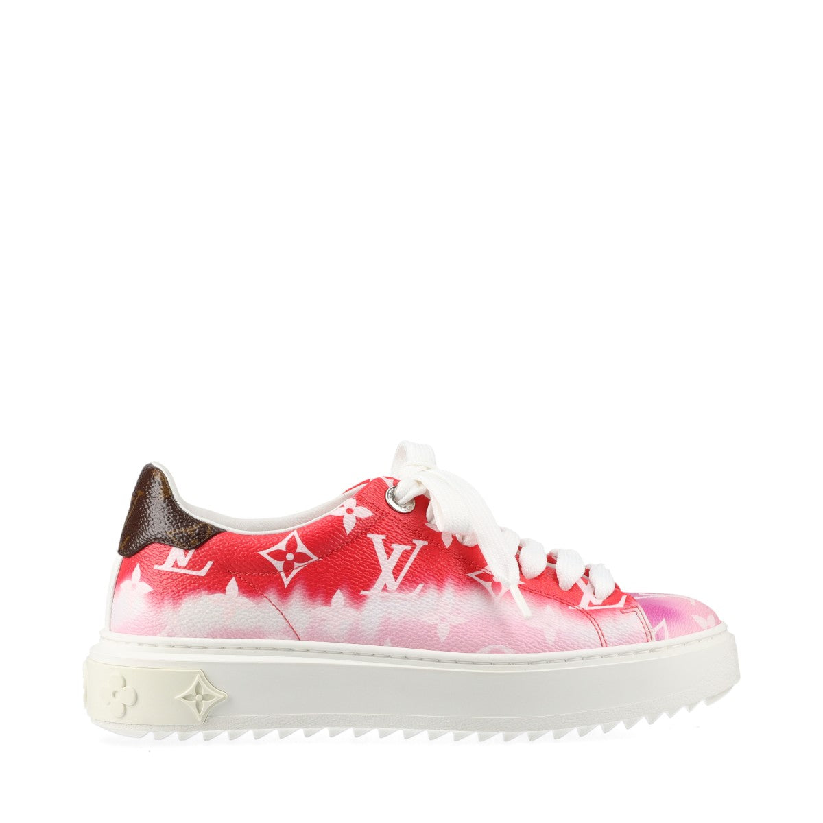 Louis Vuitton Time Outline 19 Years PVC  Leather Trainers 35  Red Ã— White CL1119 Monogram