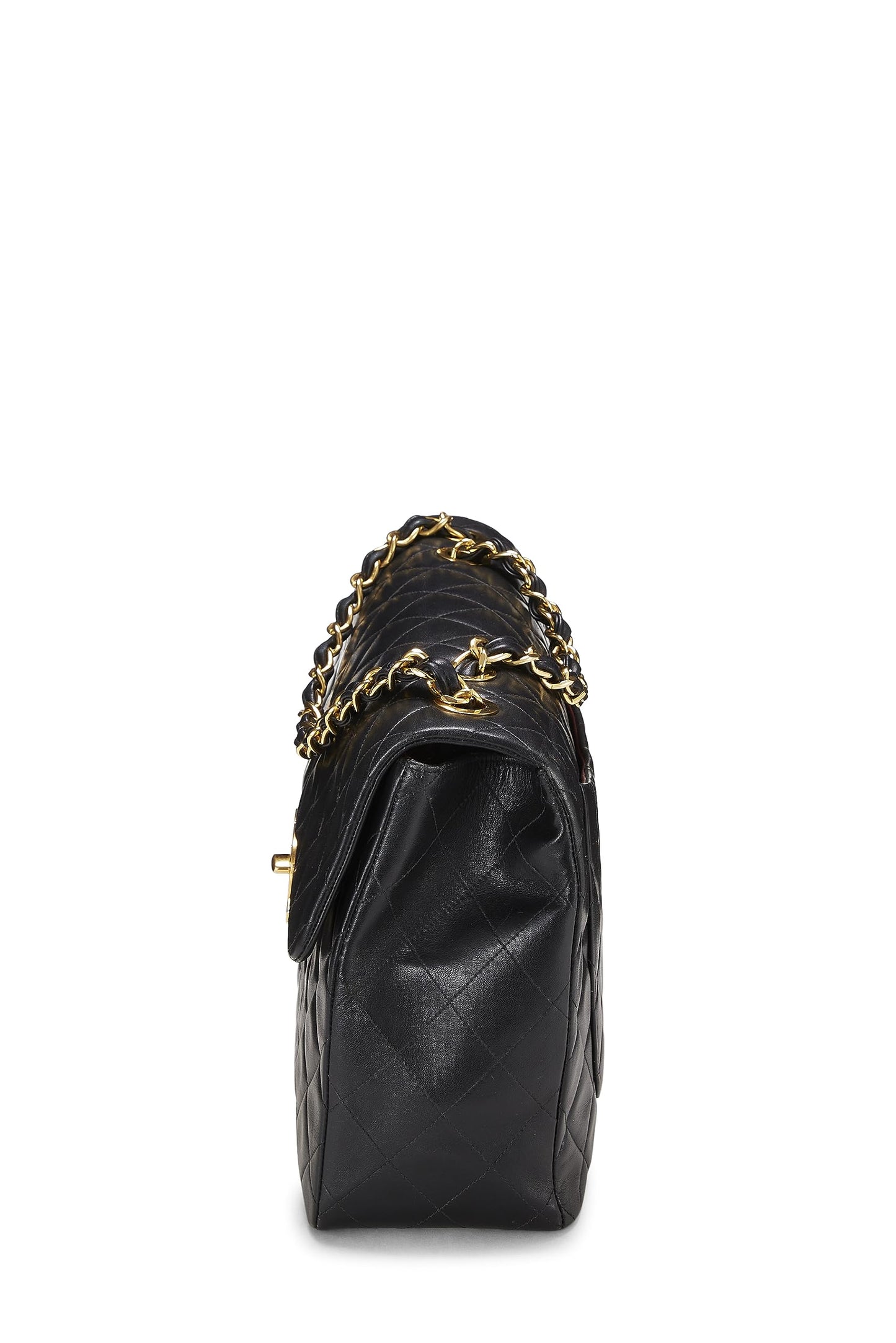 Chanel,  Black Quilted Lambskin Half Flap Maxi, Black