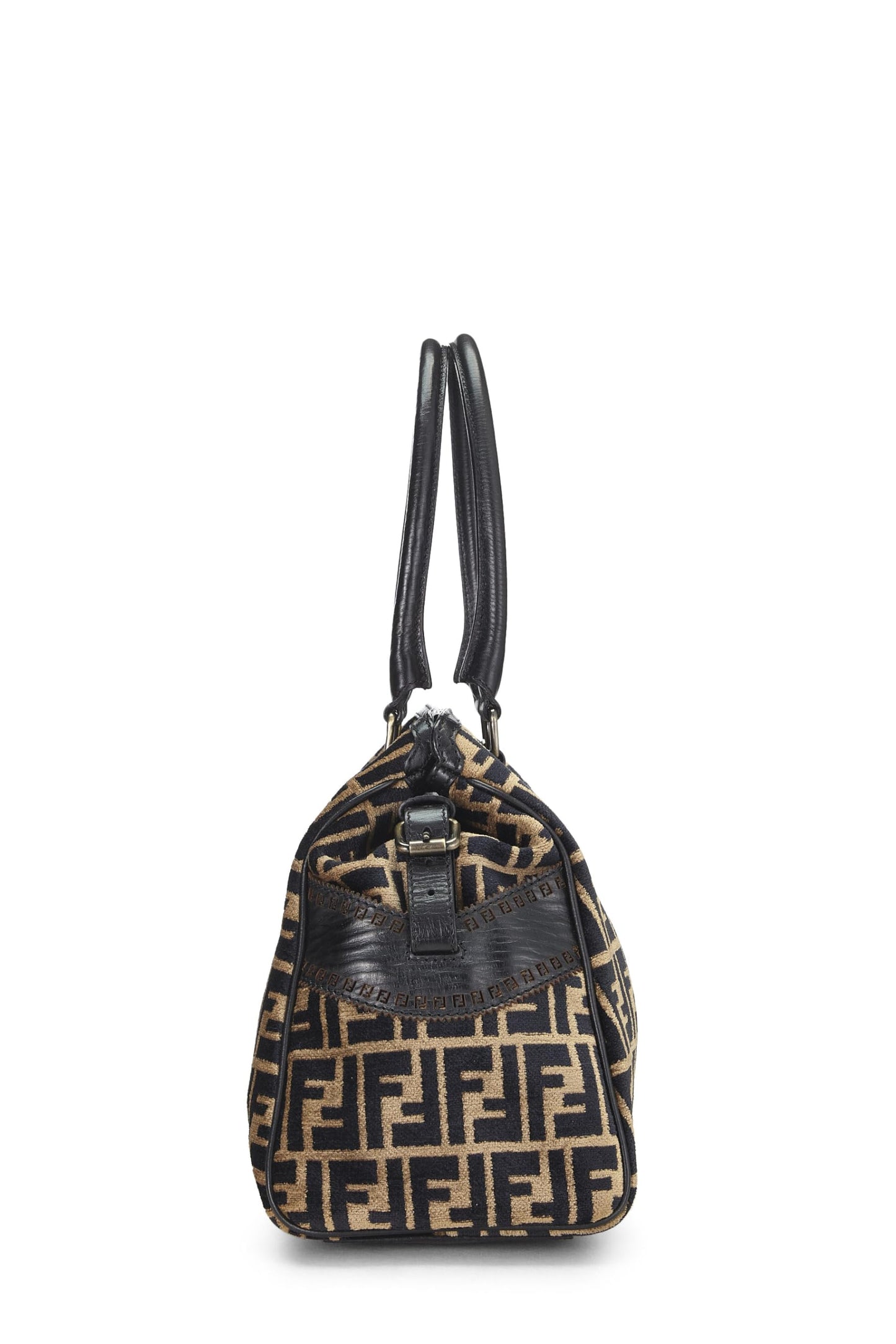 Fendi,  Black & Beige Zucca Velour Bag Du Jour Medium, Brown