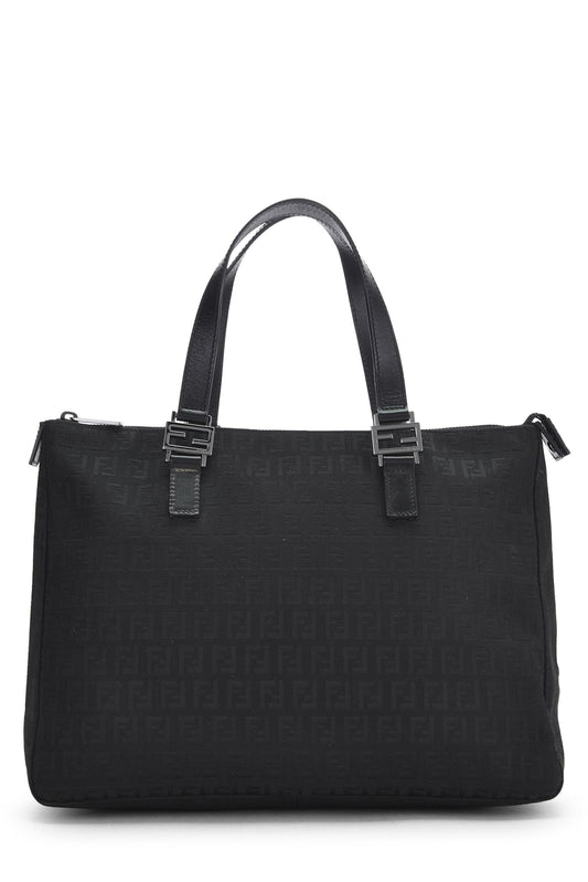 Fendi,  Black Zucchino Canvas Tote Small, Black