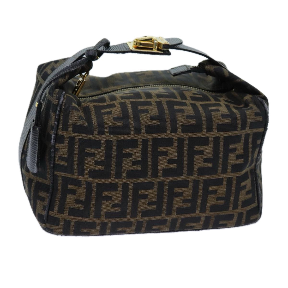 FENDI Zucca Canvas Vanity Hand Bag Brown 71012