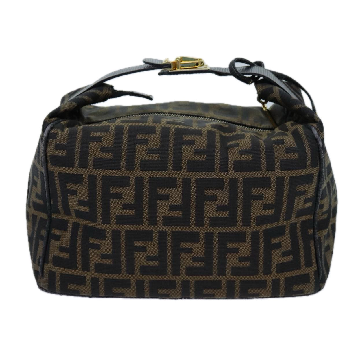 FENDI Zucca Canvas Vanity Hand Bag Brown 71012