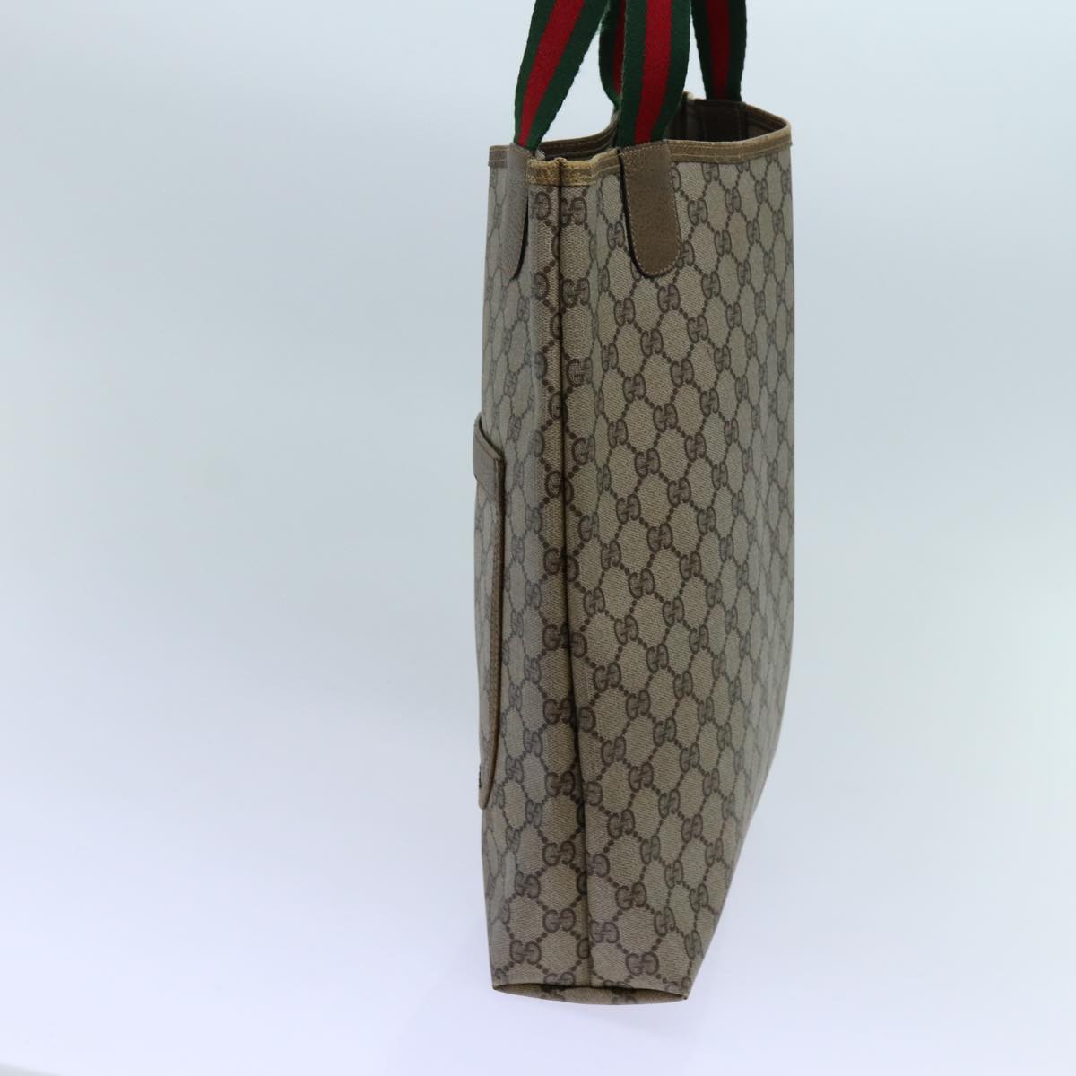 GUCCI GG Canvas Web Sherry Line Tote Bag PVC Beige Green Red 71028