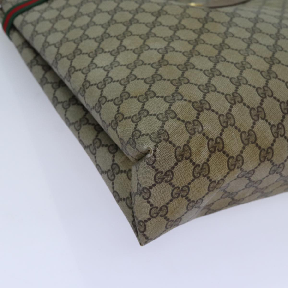 GUCCI GG Canvas Web Sherry Line Tote Bag PVC Beige Green Red 71030