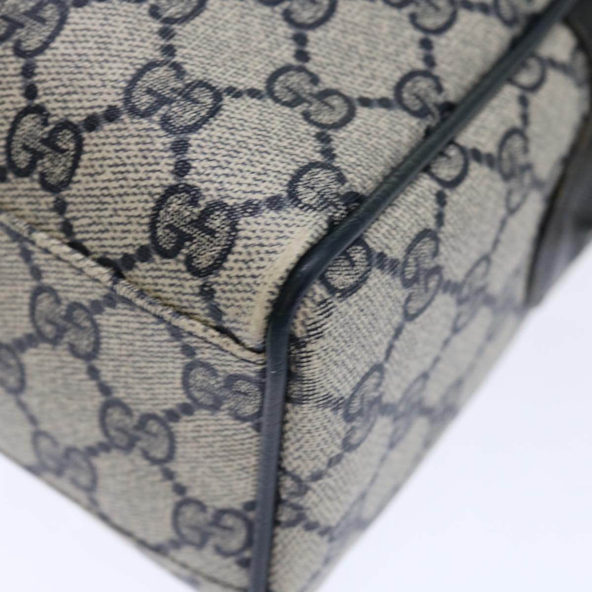 GUCCI GG Canvas Sherry Line Hand Bag PVC 2way Navy Red 71079