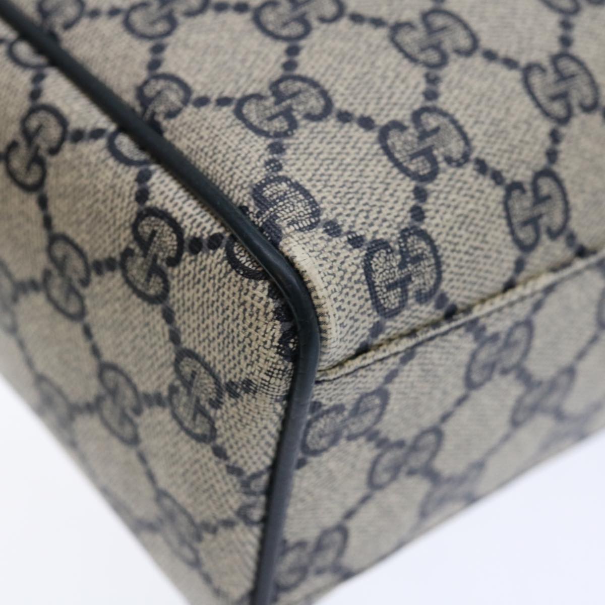 GUCCI GG Canvas Sherry Line Hand Bag PVC 2way Navy Red 71079
