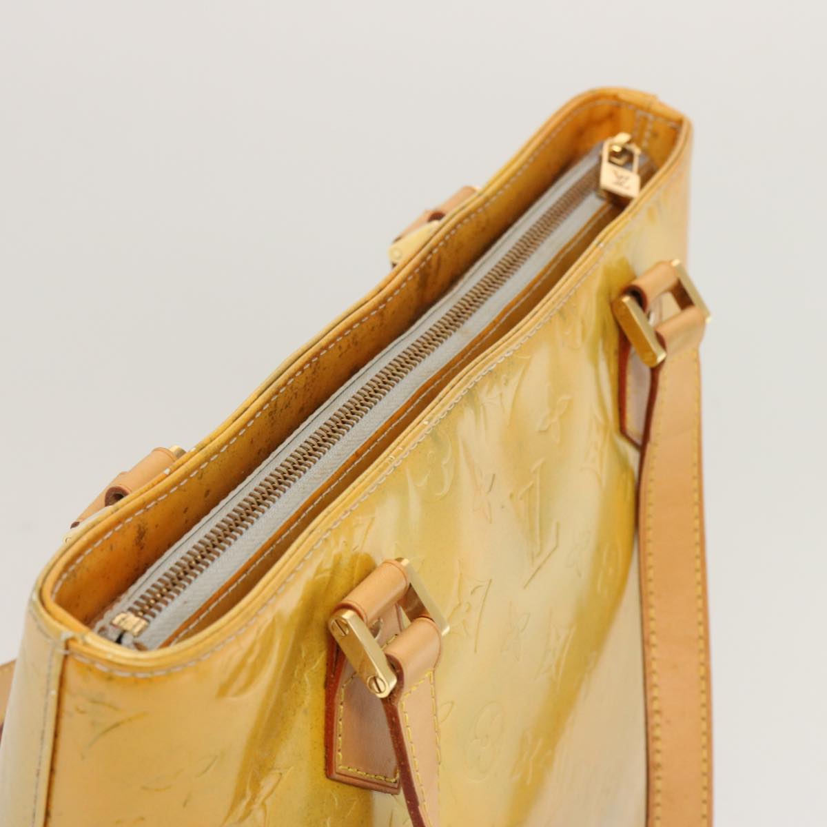 LOUIS VUITTON Monogram Vernis Houston Hand Bag Gris M91053 LV 71085
