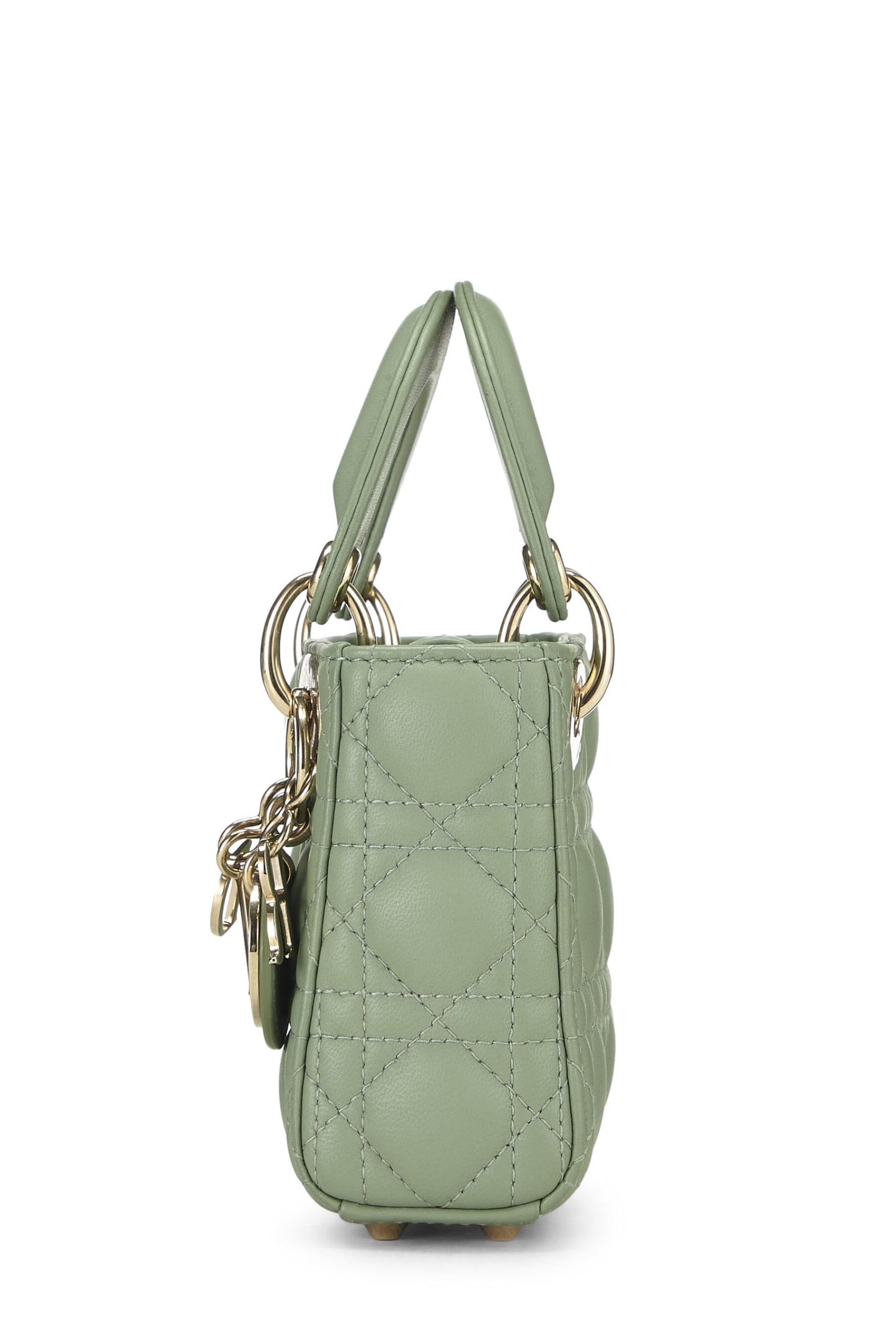 Dior,  Green Lambskin Leather Lady Dior Micro, Green