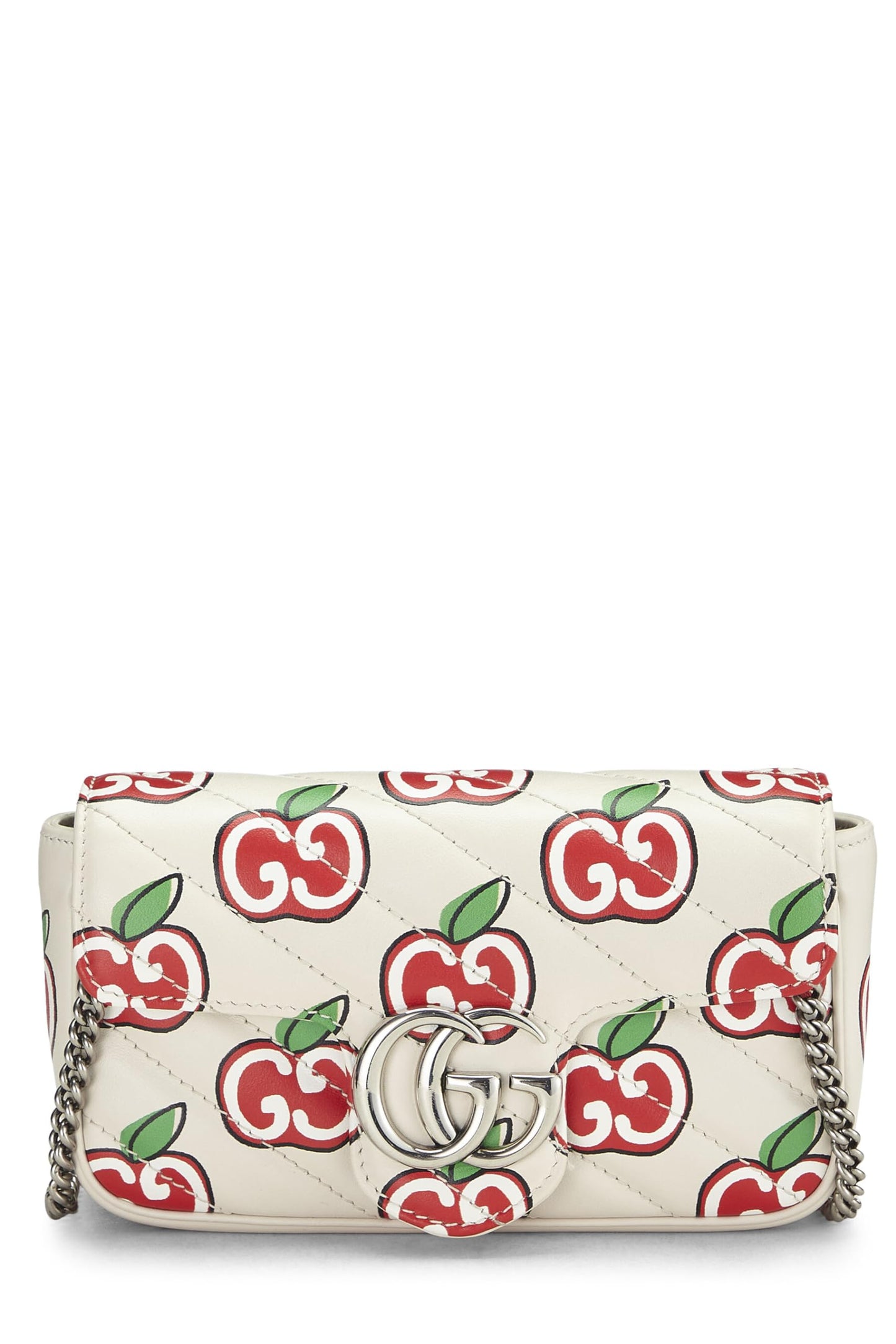 Gucci,  White & Multicolor Leather Valentine's Day Marmont Super Mini, White