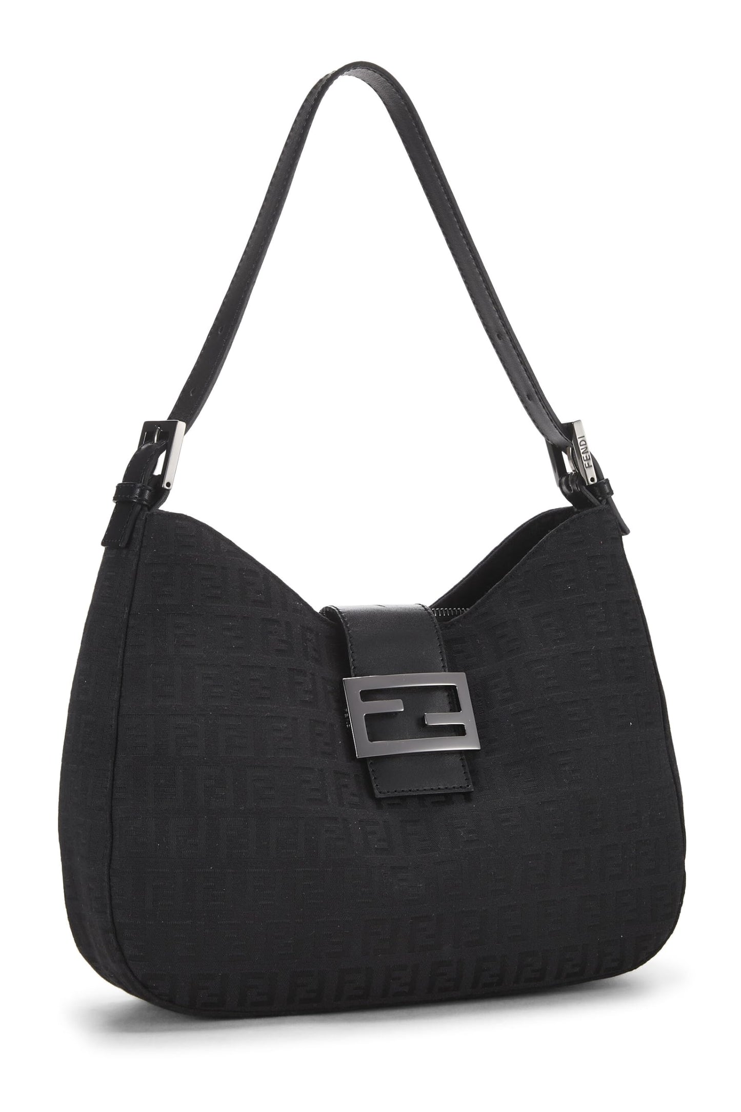 Fendi,  Black Zucchino Canvas Shoulder Bag, Black