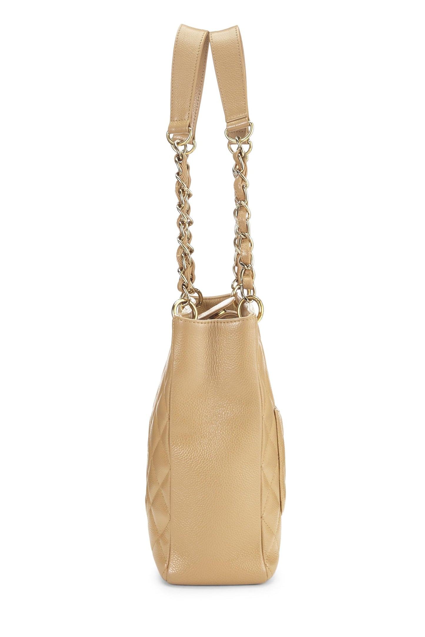 Chanel,  Beige Quilted Caviar Petite Shopping Tote (PST), Beige
